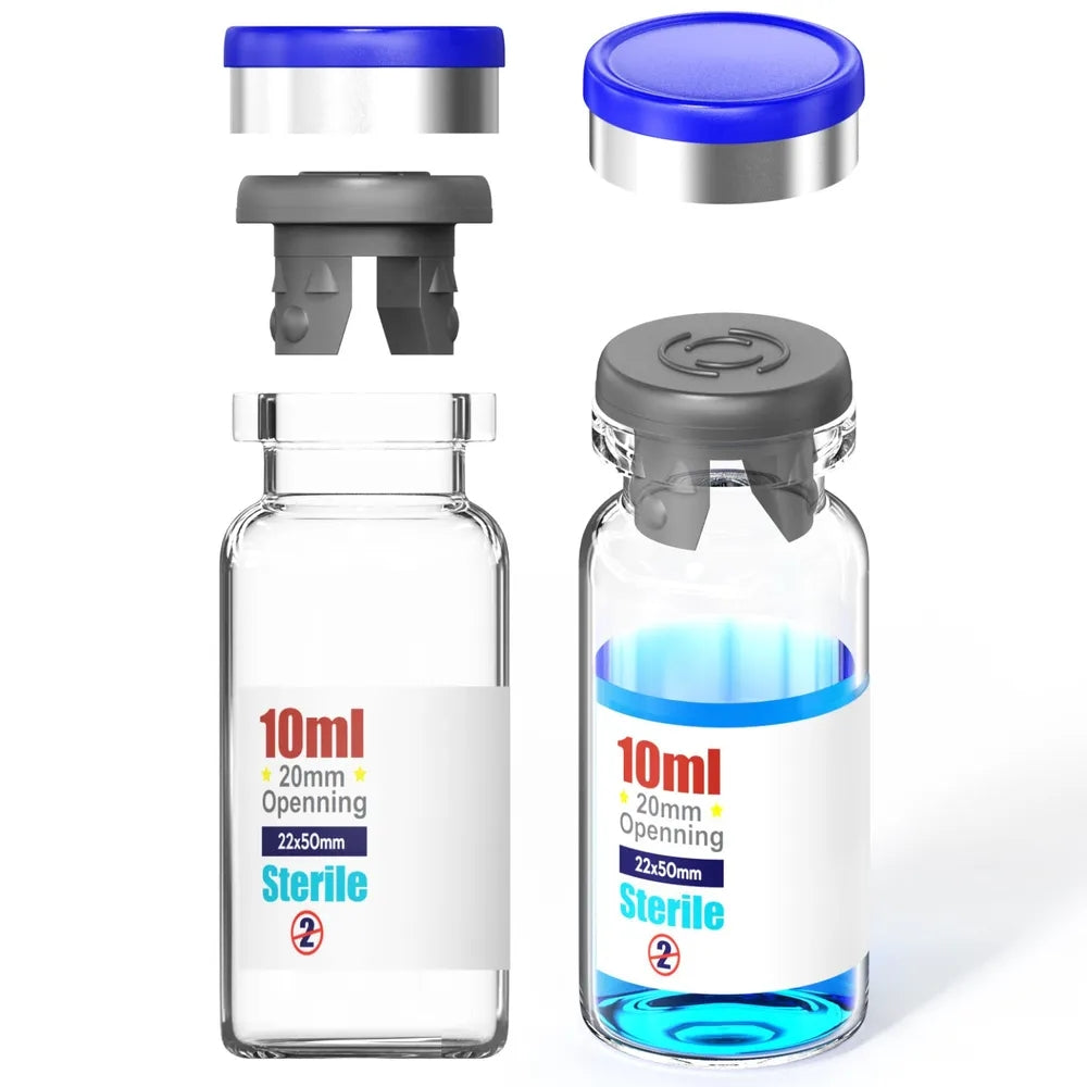 Empty Sterile Vial with Separately Butyl Rubber Stopper and Flip Top Closure,Removable,After Filling,Need to Seal by Crimper Type 1 Borosilicate Glass Tubing,Sterile Packed