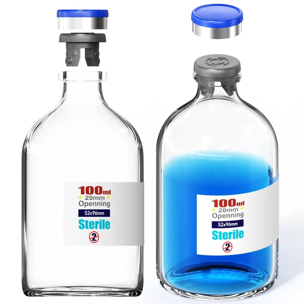 Empty Sterile Vial with Separately Butyl Rubber Stopper and Flip Top Closure,Removable,After Filling,Need to Seal by Crimper Type 1 Borosilicate Glass Tubing,Sterile Packed