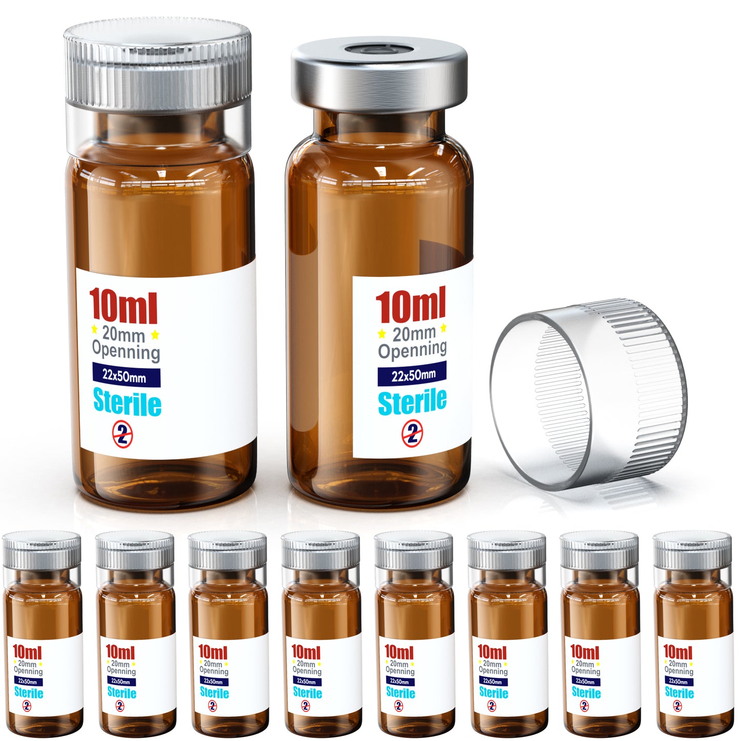 Sterile Empty Vials With Reuse Cap And 13 /20 mm Self Healing Injection Port,Buckle Glass Vials ,Sterile Package