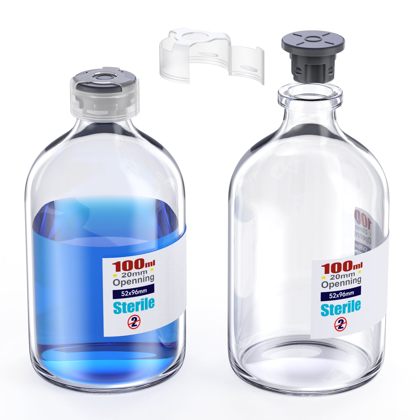 Sterile glass vials with locking cap and 13/20 mm Self Healing Injection Port,Buckle Borosilicate Glass vials Individually sterilized package