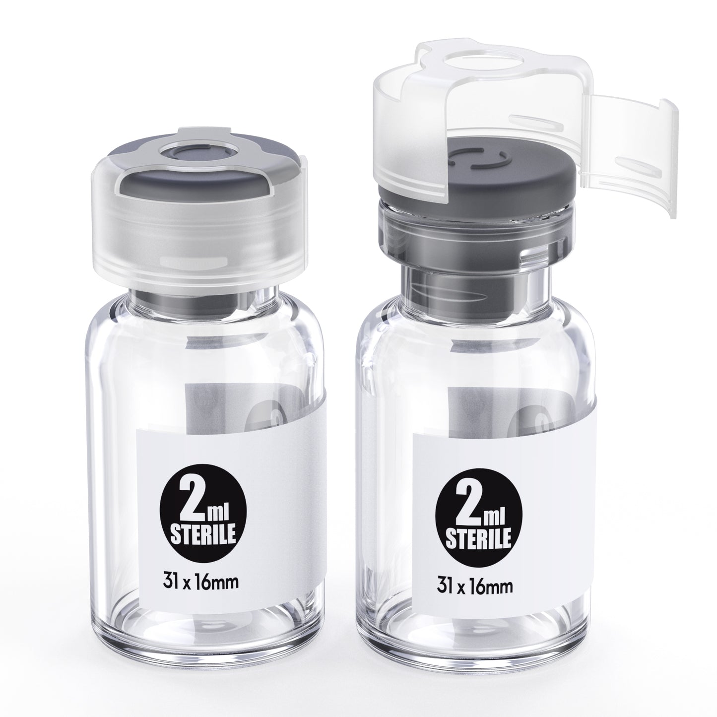 Sterile glass vials with locking cap and 13/20 mm Self Healing Injection Port,Buckle Borosilicate Glass vials Individually sterilized package