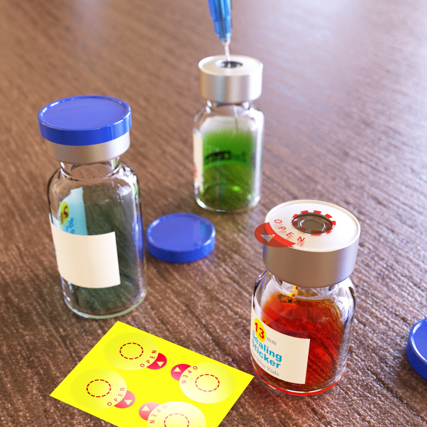 Laboratory Circle Sealing Sticker Self Adhesive Sealing Labels for 13mm /20 mm Aluminum Plastics Caps, Leak-Proof ,20pcs