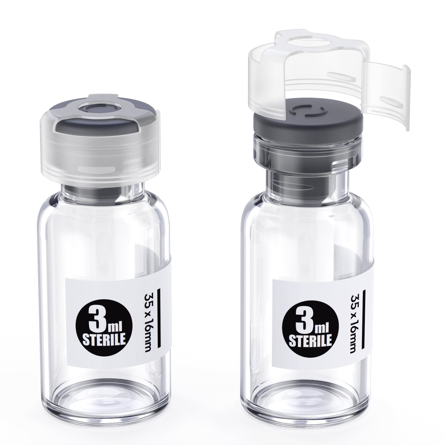 Sterile glass vials with locking cap and 13/20 mm Self Healing Injection Port,Buckle Borosilicate Glass vials Individually sterilized package
