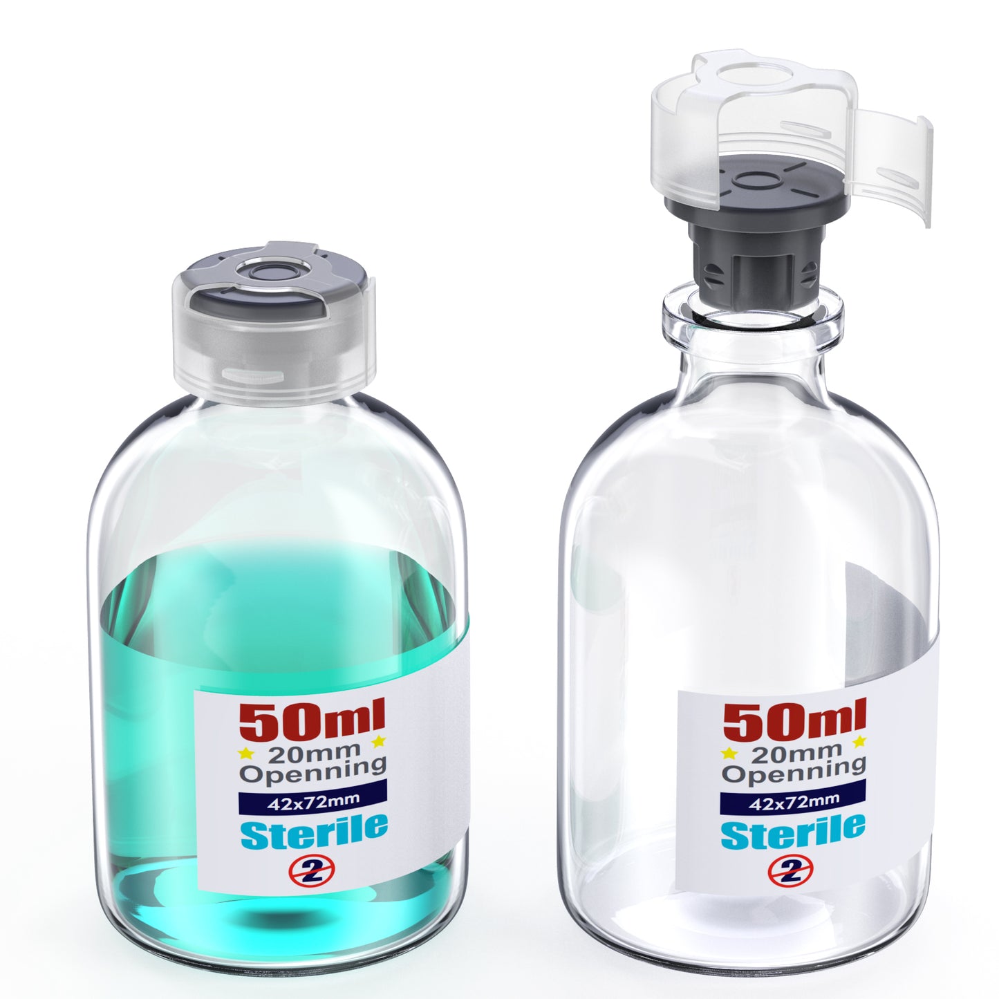 Sterile glass vials with locking cap and 13/20 mm Self Healing Injection Port,Buckle Borosilicate Glass vials Individually sterilized package