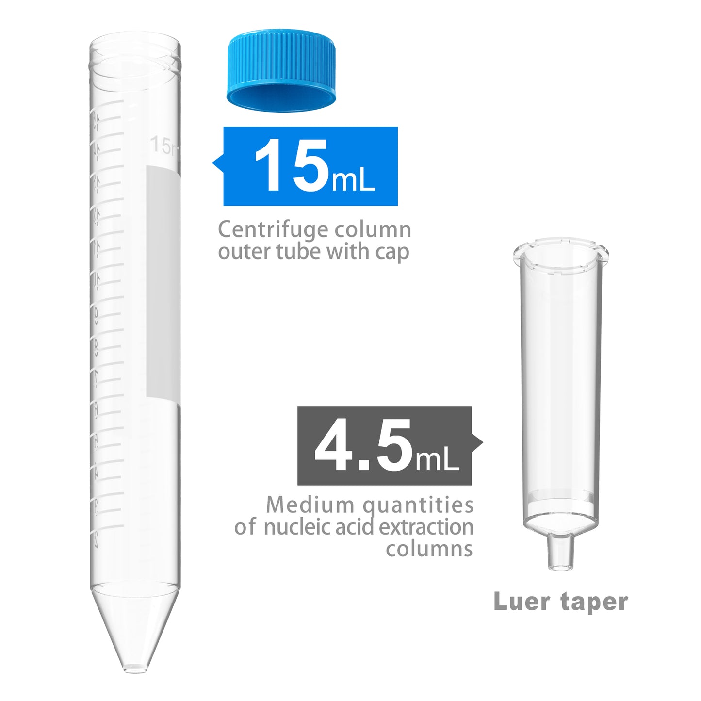 MIDI Spin Columns Silica Spin Tube Kit,High Speed Plasmid Column & Collection Separator Tube with 10 Layers Membrane for Lab Purification,15 ml,3 pcs