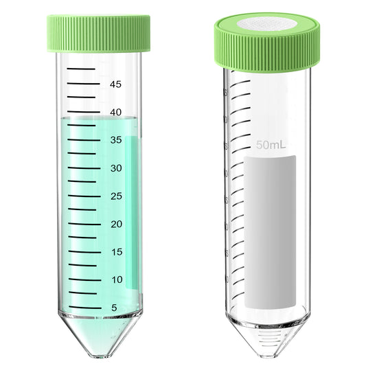 50ml Sterile Centrifuge Tubes with 20mm 0.22um PTFE Filter Membrane Screw Cap, Plastics Conical Tubes for Gas Exchange,Individually Sterilized Package,8pcs