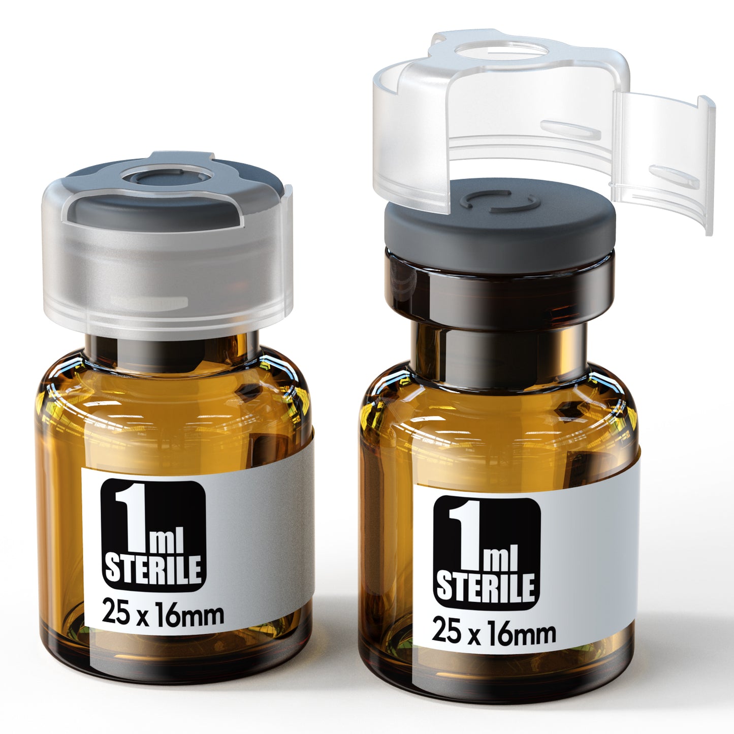Sterile glass vials with locking cap and 13/20 mm Self Healing Injection Port,Buckle Borosilicate Glass vials Individually sterilized package