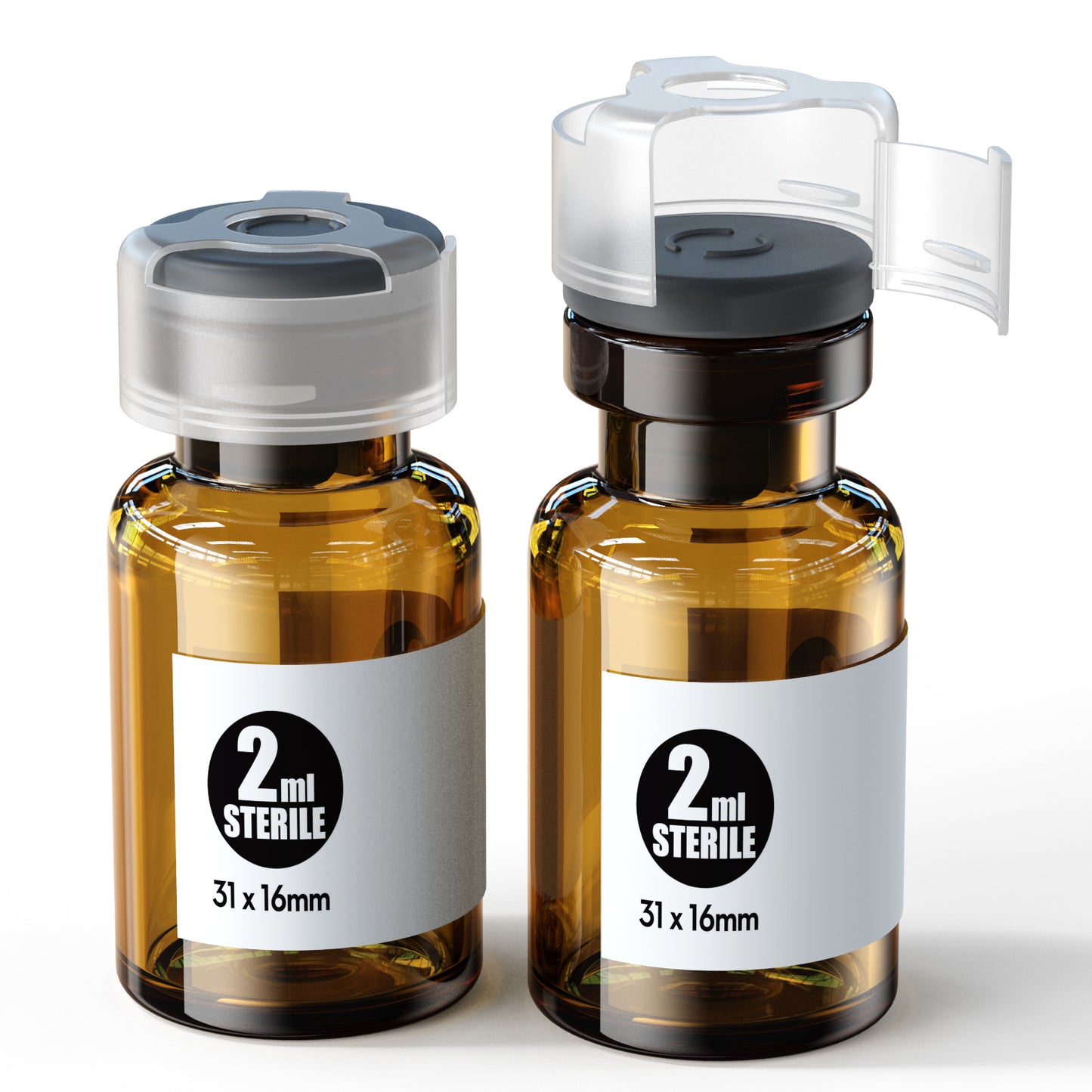 Sterile glass vials with locking cap and 13/20 mm Self Healing Injection Port,Buckle Borosilicate Glass vials Individually sterilized package