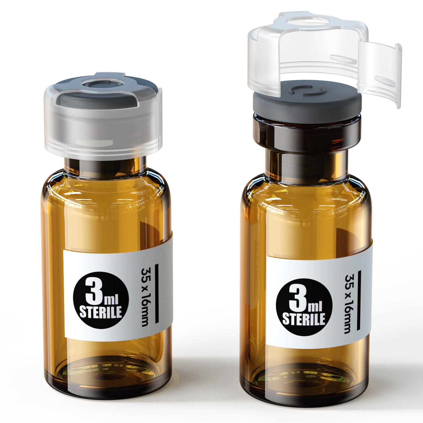 Sterile glass vials with locking cap and 13/20 mm Self Healing Injection Port,Buckle Borosilicate Glass vials Individually sterilized package