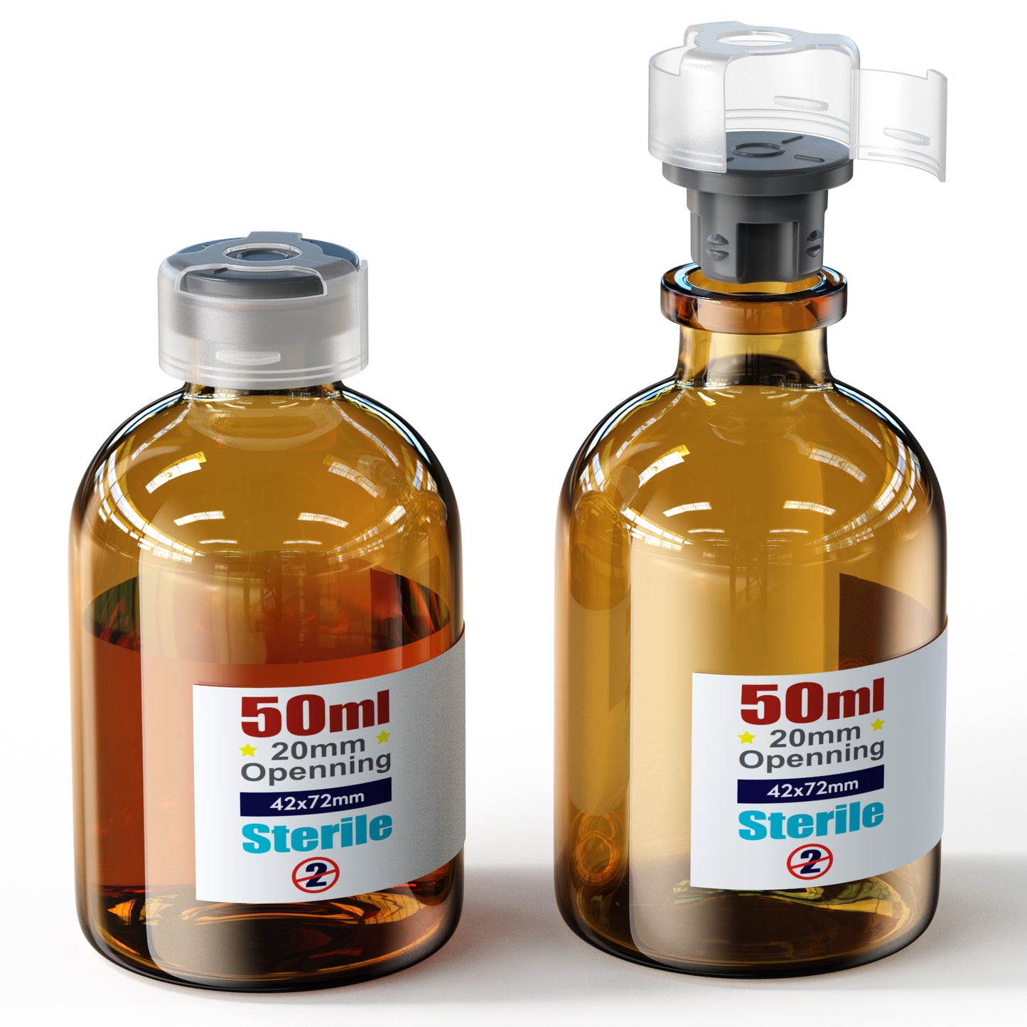 Sterile glass vials with locking cap and 13/20 mm Self Healing Injection Port,Buckle Borosilicate Glass vials Individually sterilized package