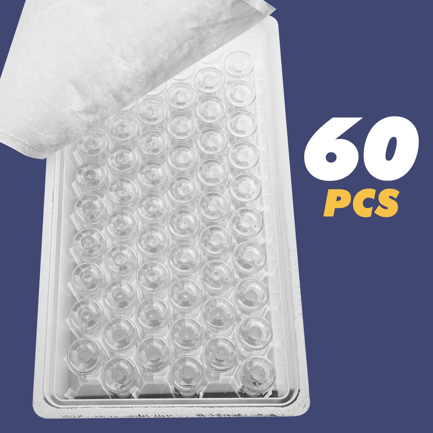 Sterile Glass Vials Made of Borosilicate Glass Lab Empty Bottle For Biology, Chemistry, Science Laboratories, 20ml Ready-to-Fill Vials Can Fit with Filling Nozzles, 30*55mm Pack of 60