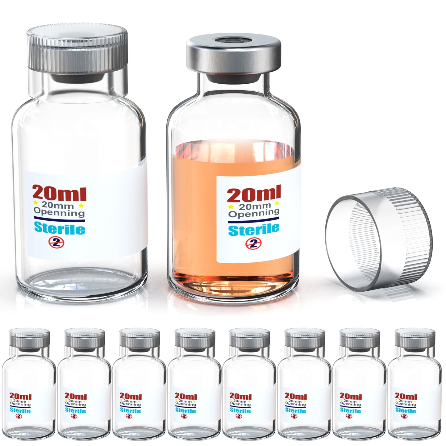 Sterile Empty Vials With Reuse Cap And 13 /20 mm Self Healing Injection Port,Buckle Glass Vials ,Sterile Package