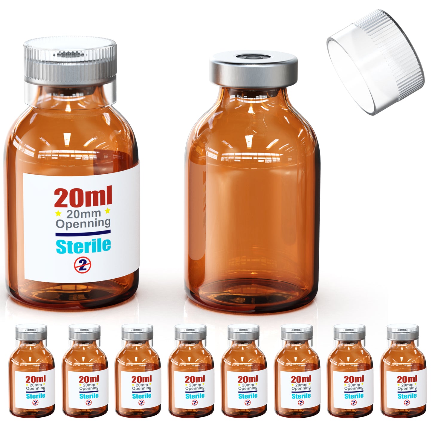 Sterile Empty Vials With Reuse Cap And 13 /20 mm Self Healing Injection Port,Buckle Glass Vials ,Sterile Package