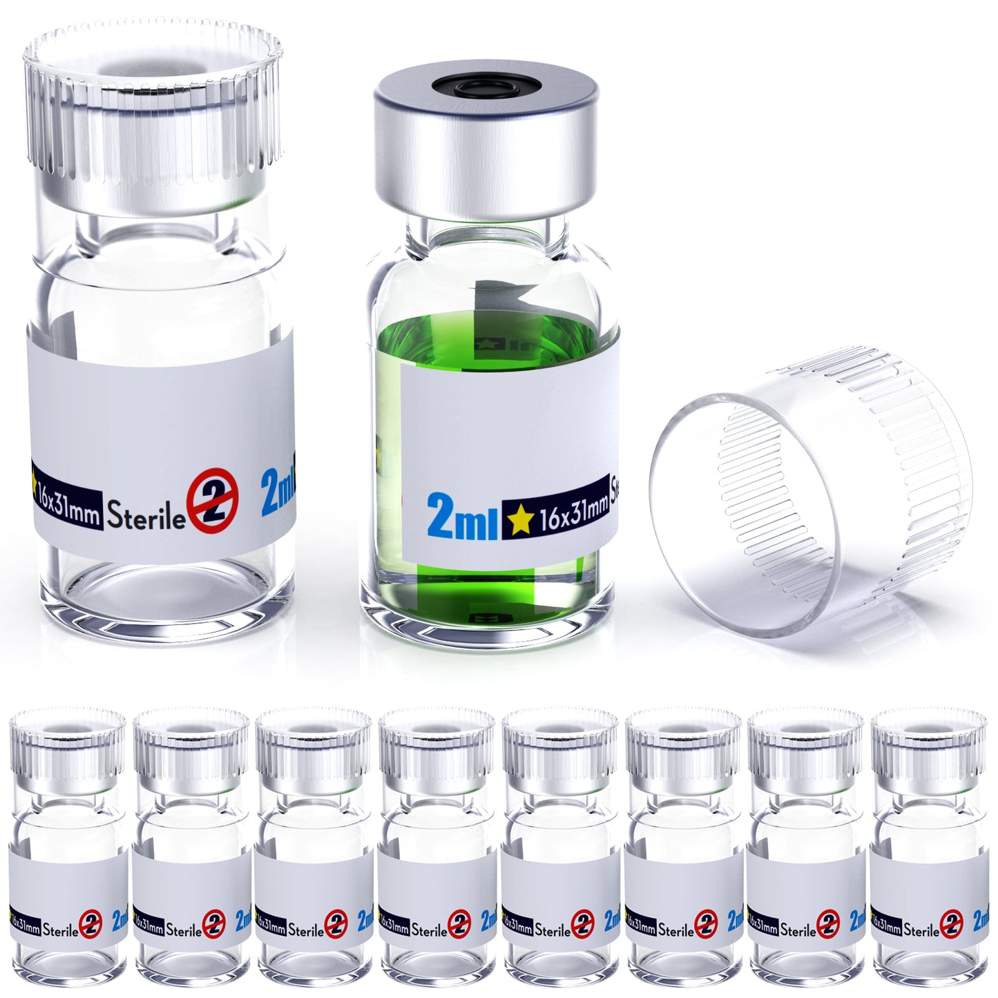 Sterile Empty Vials With Reuse Cap And 13 /20 mm Self Healing Injection Port,Buckle Glass Vials ,Sterile Package