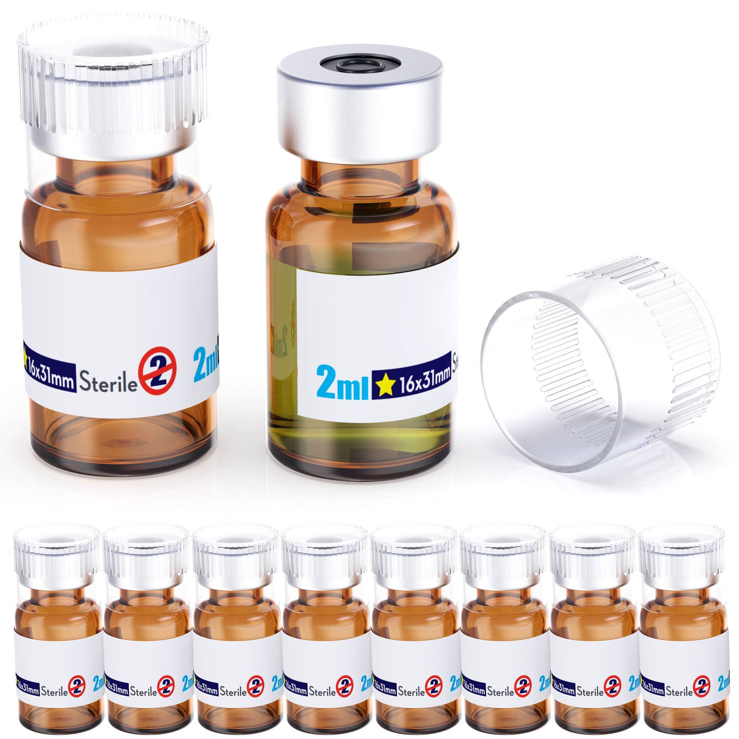 Sterile Empty Vials With Reuse Cap And 13 /20 mm Self Healing Injection Port,Buckle Glass Vials ,Sterile Package