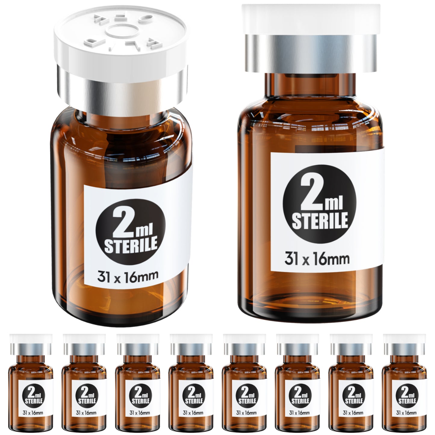 Ks-Tek Sterile Empty Vials with Self Healing Injection Port,with Aluminum Plastic Cap,Sterile Package