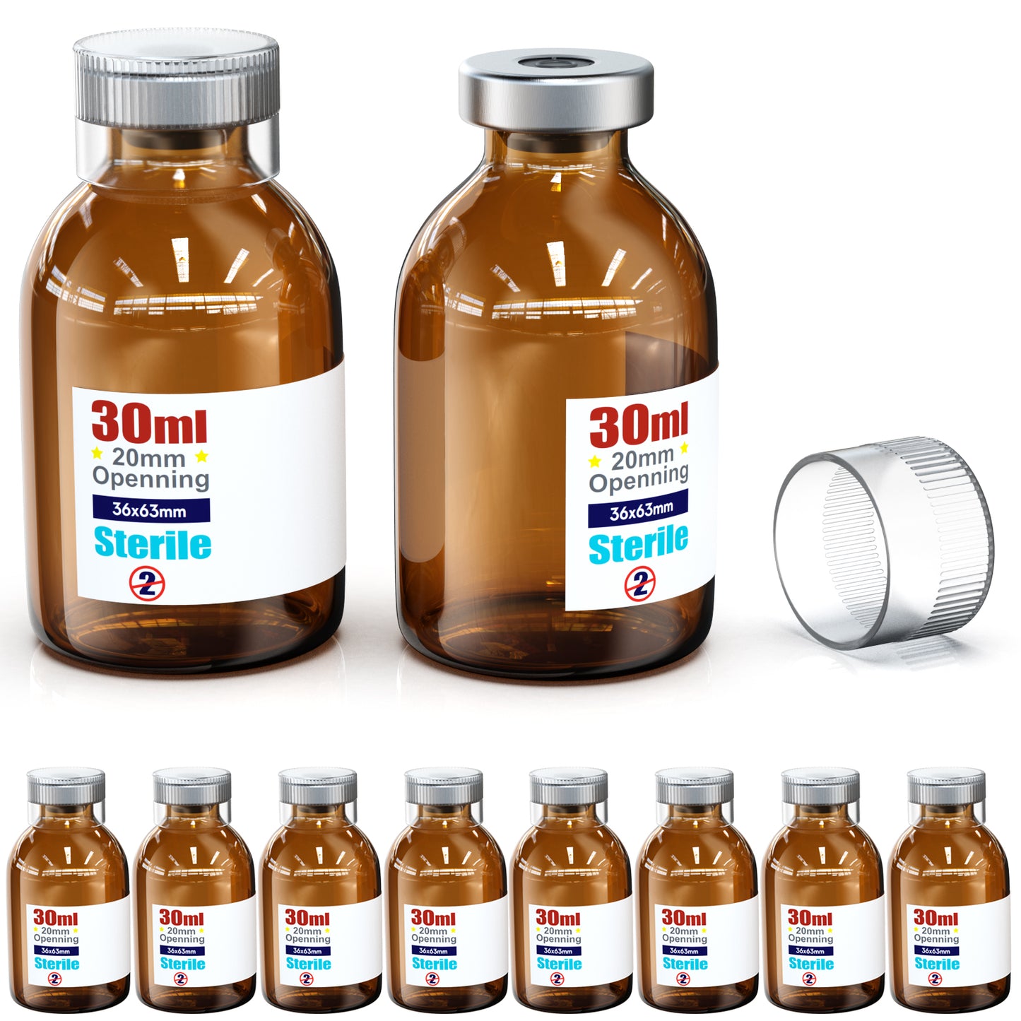 Sterile Empty Vials With Reuse Cap And 13 /20 mm Self Healing Injection Port,Buckle Glass Vials ,Sterile Package