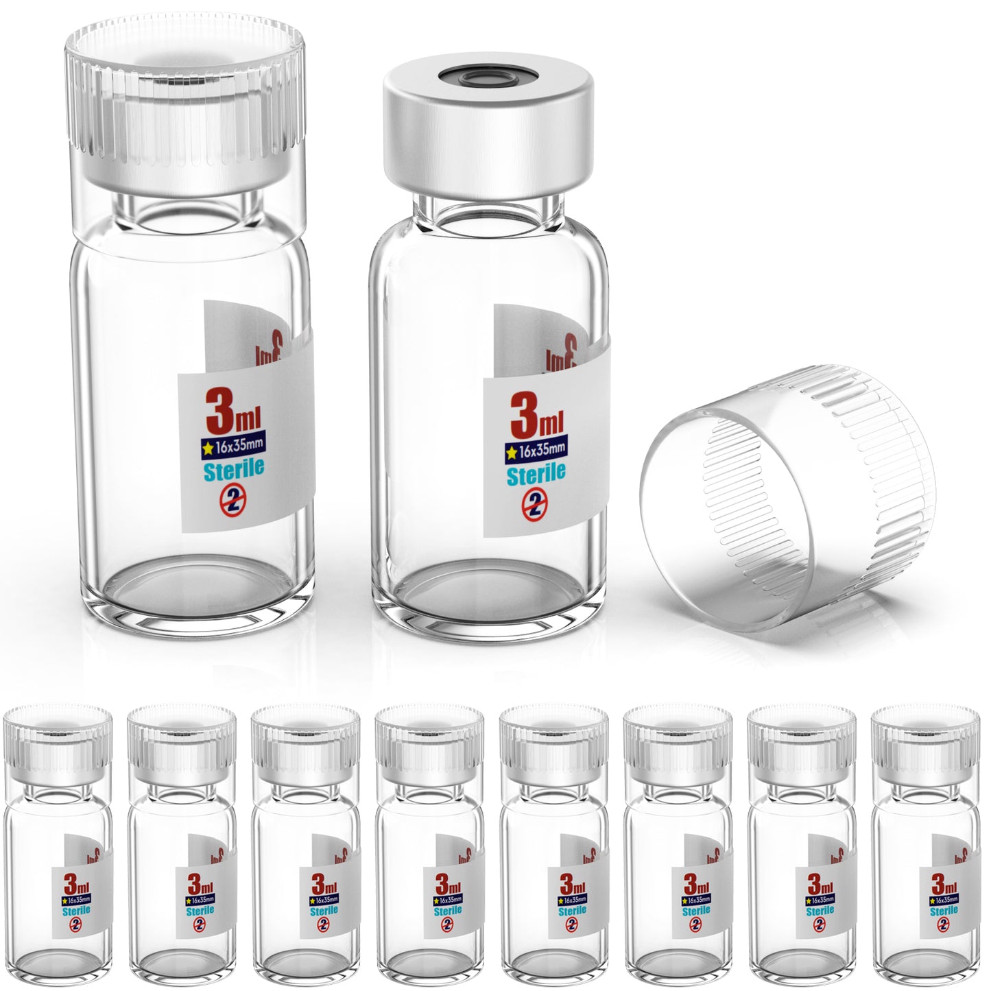 Sterile Empty Vials With Reuse Cap And 13 /20 mm Self Healing Injection Port,Buckle Glass Vials ,Sterile Package