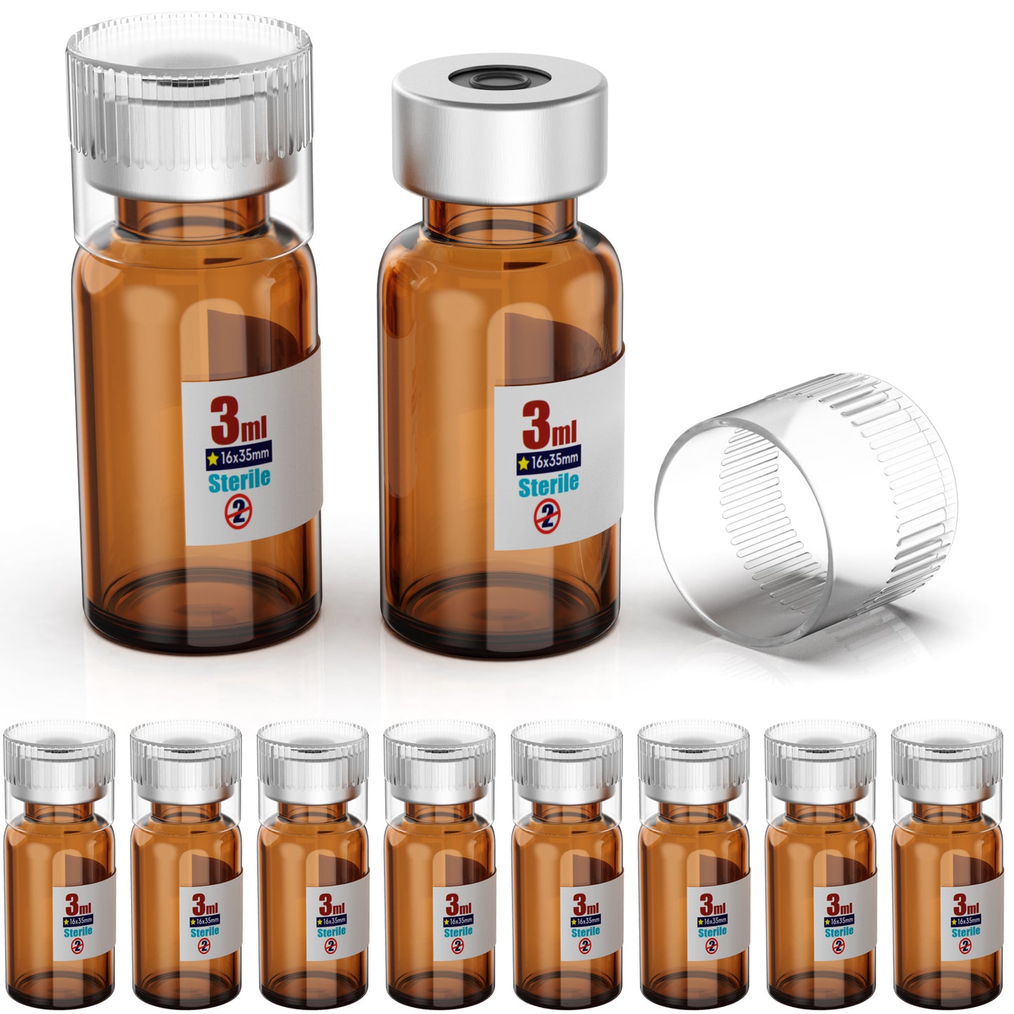 Sterile Empty Vials With Reuse Cap And 13 /20 mm Self Healing Injection Port,Buckle Glass Vials ,Sterile Package