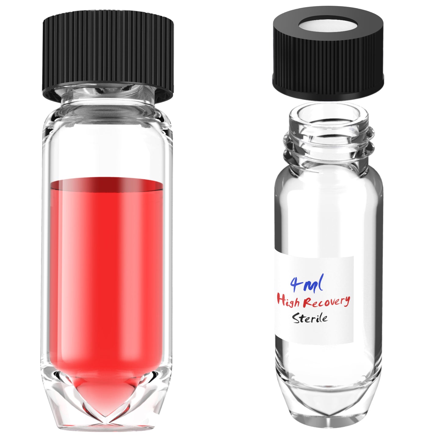 High Recovery Vials Clear Limited Volume Snap Ring Vials Vial with Blue Screw Cap, Conical Well for Maximum Retrieval,6pcs