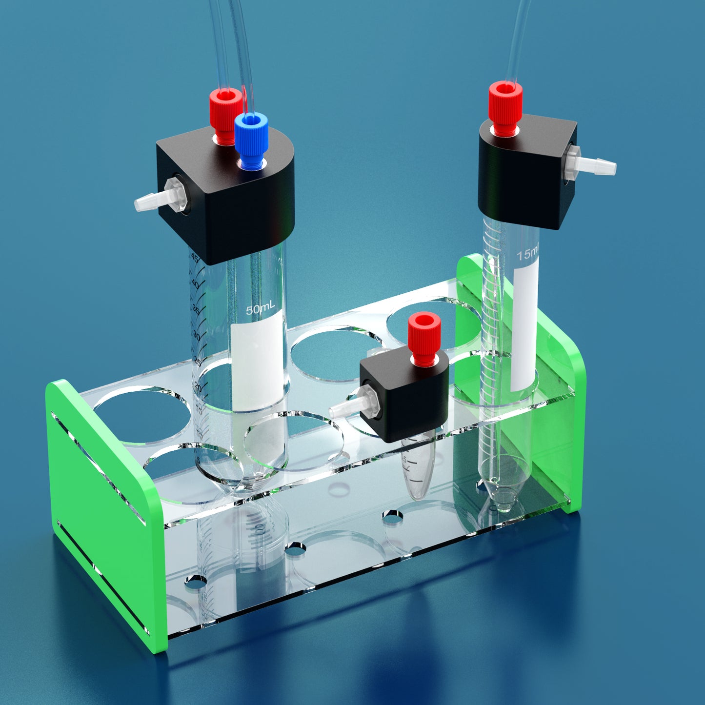 Liquid Transfer Centrifuge Tubes with Solvent Delivery Caps,Closed Transfer Centrifuge Tube for Liquid Transfer in Experiments,1.5 ml /15ml/50ml Microfluidics Pressure Injection Pump with Port Cap