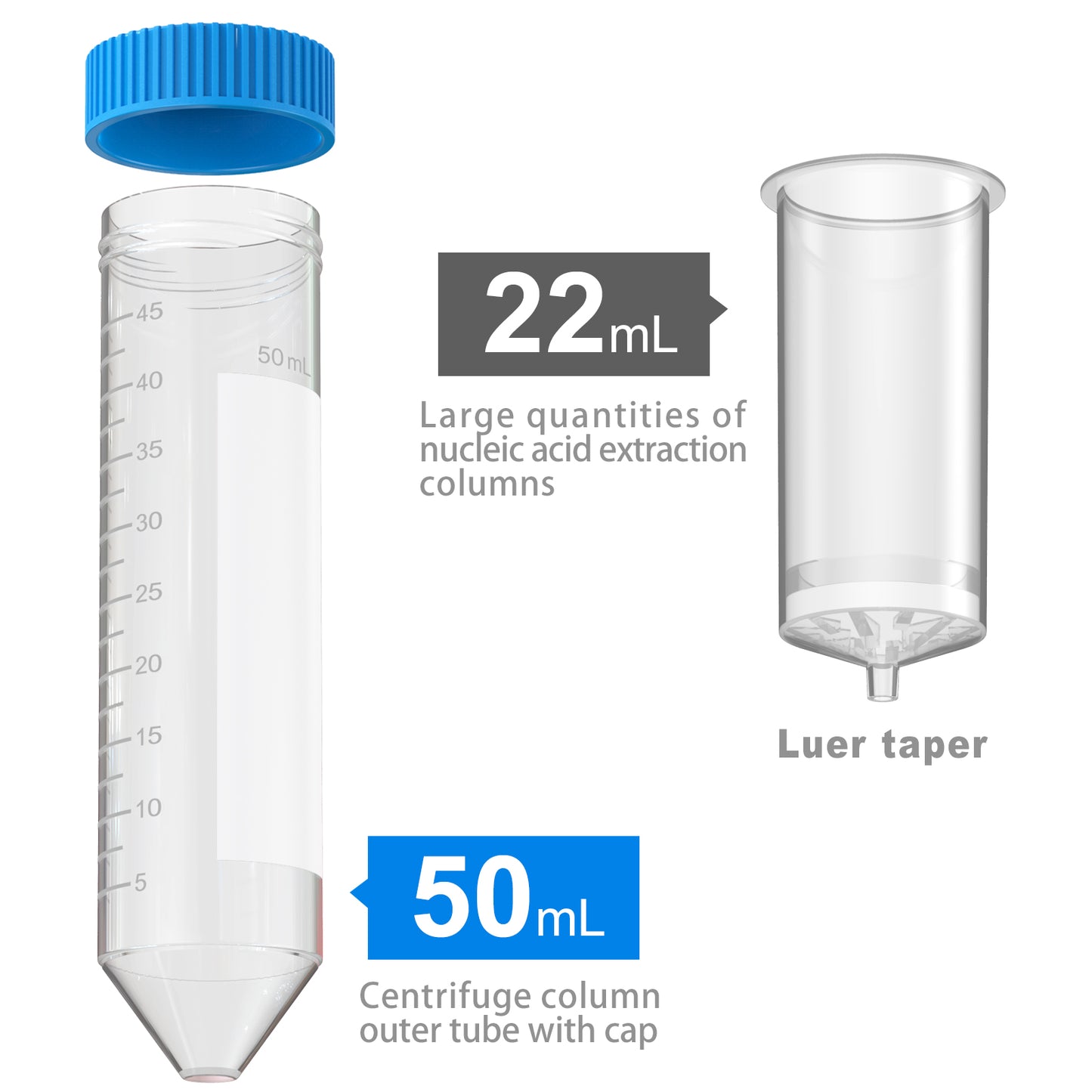 MAXI Spin Columns Silica Spin Tube Kit,High Speed Plasmid Column & Collection Separator Tube with 8 Layers Membrane for Lab Purification,50 ml,3 pcs
