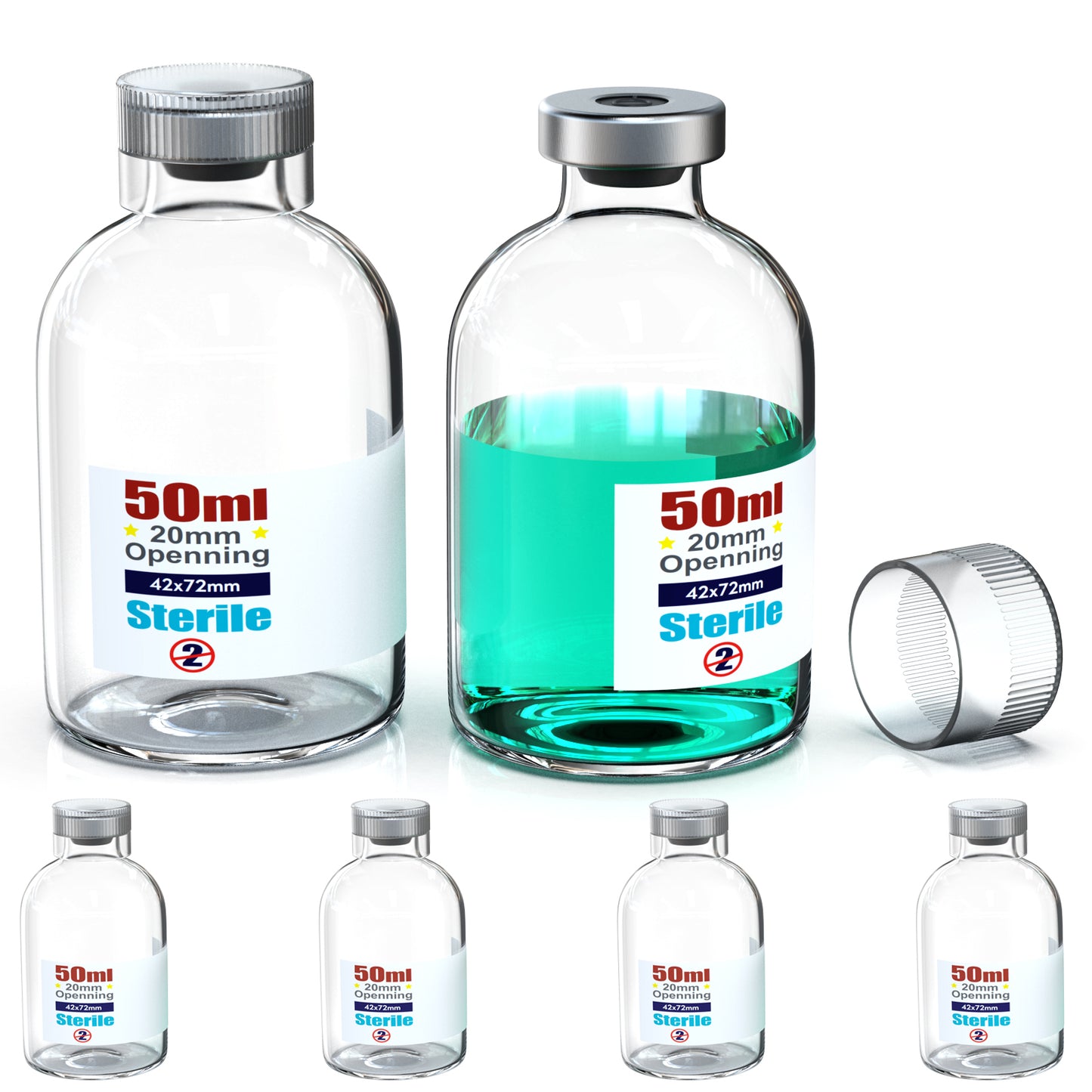 Sterile Empty Vials With Reuse Cap And 13 /20 mm Self Healing Injection Port,Buckle Glass Vials ,Sterile Package