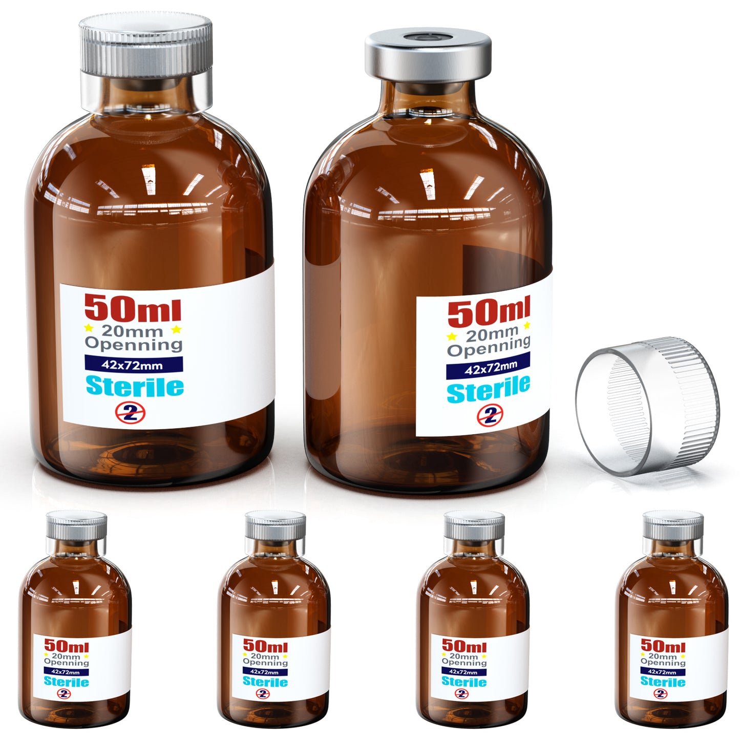 Sterile Empty Vials With Reuse Cap And 13 /20 mm Self Healing Injection Port,Buckle Glass Vials ,Sterile Package