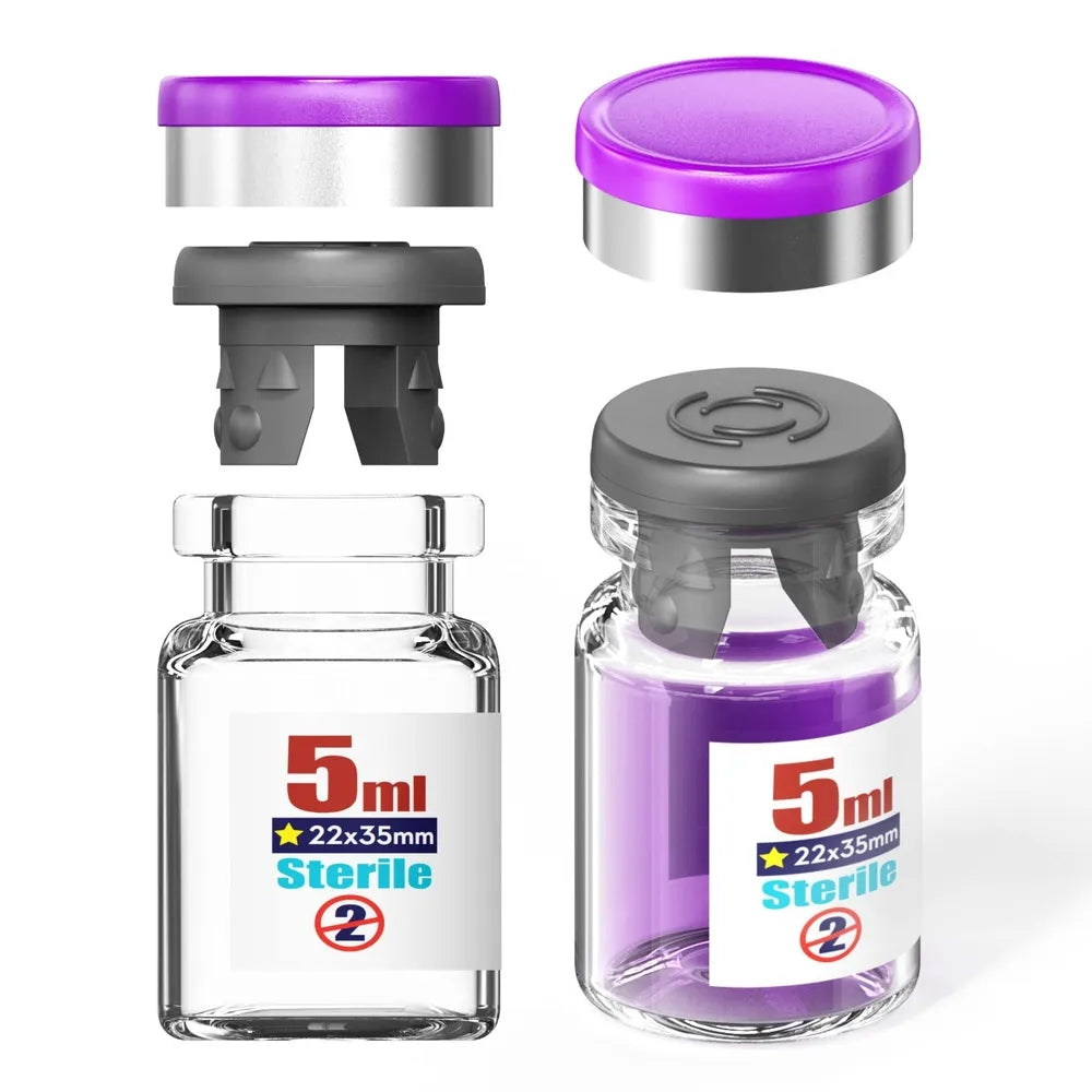 Empty Sterile Vial with Separately Butyl Rubber Stopper and Flip Top Closure,Removable,After Filling,Need to Seal by Crimper Type 1 Borosilicate Glass Tubing,Sterile Packed