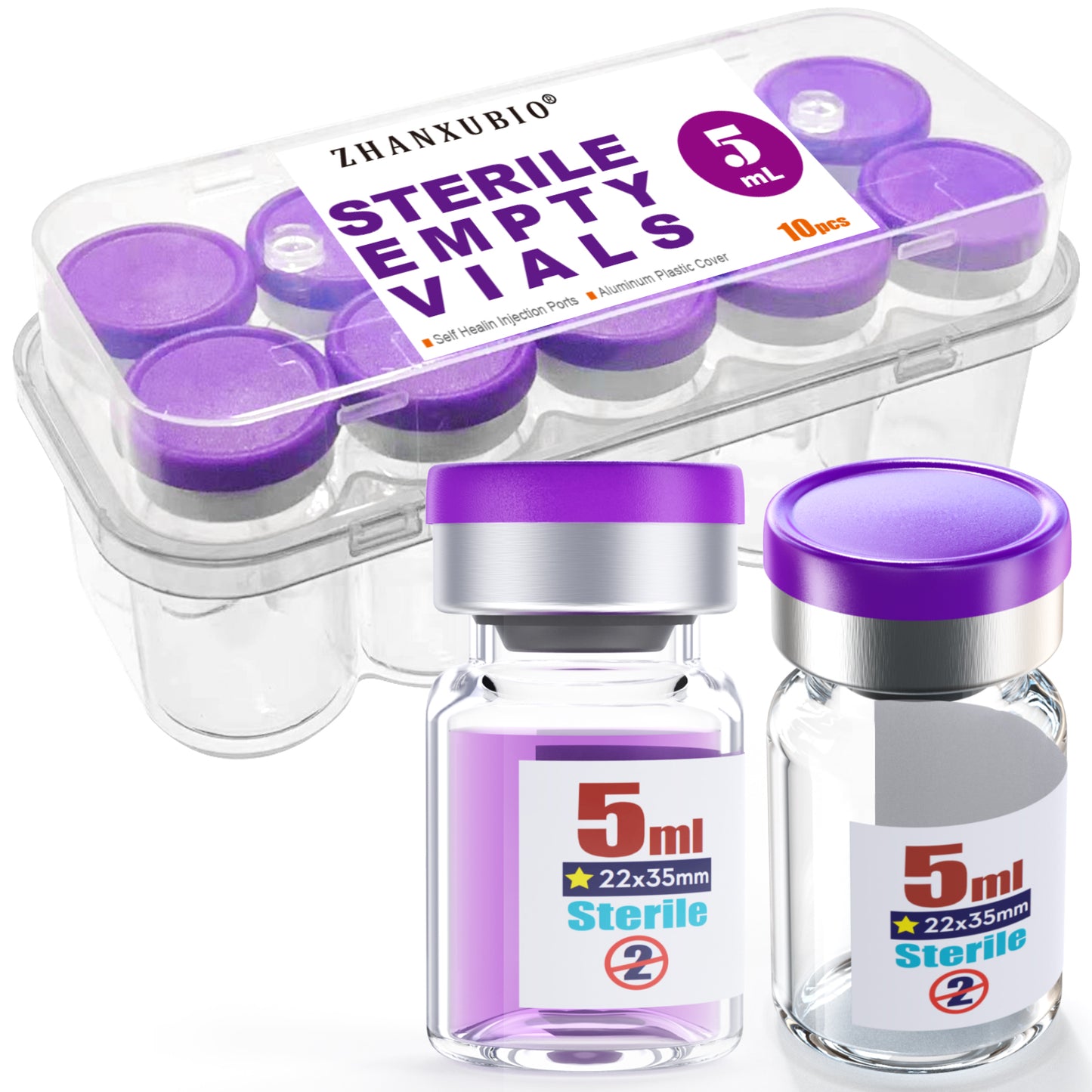 Sterile Empty Vials with Self Healing Injection Port,with Flip Off Aluminum Cap,Sterile Package,Packaged in Boxes