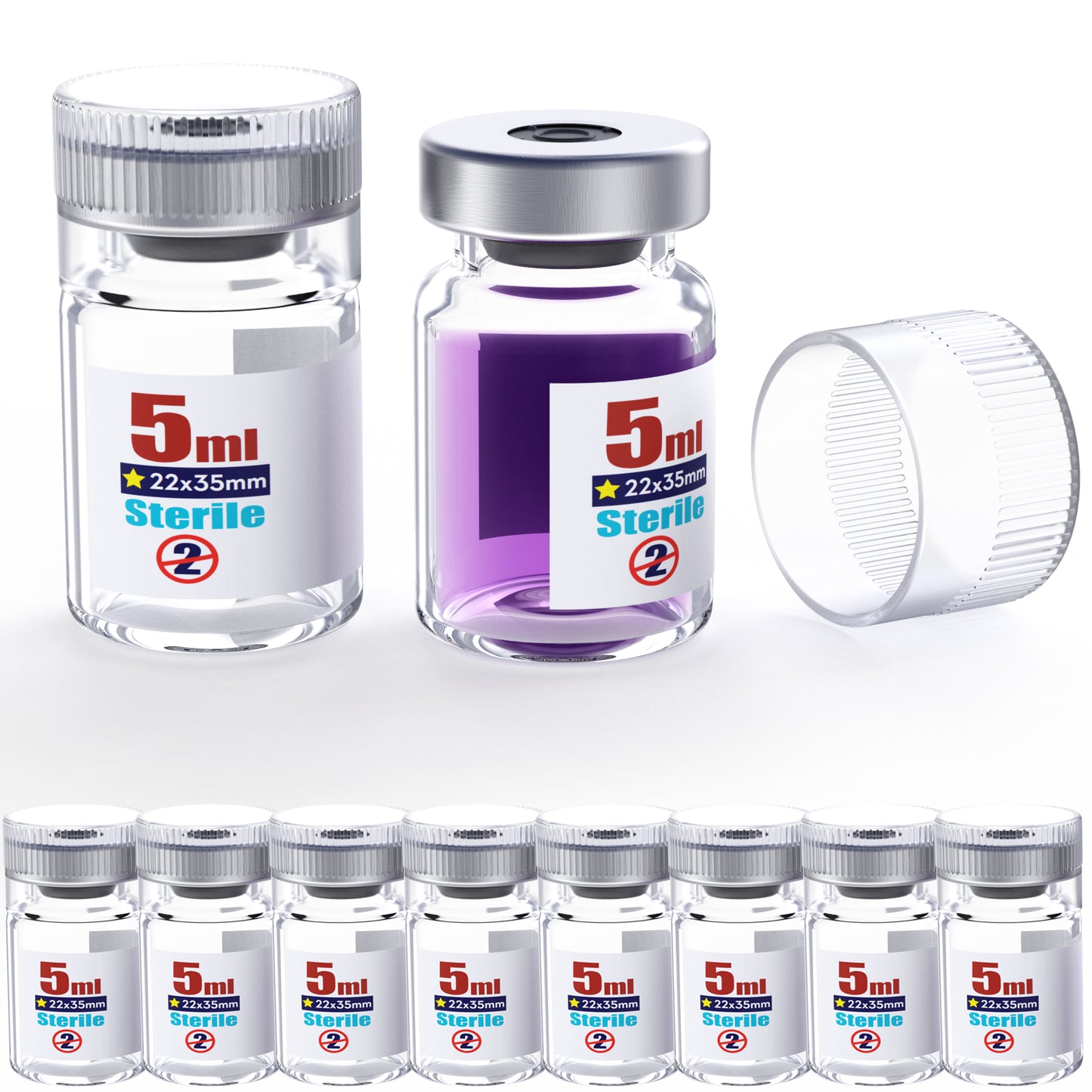 Sterile Empty Vials With Reuse Cap And 13 /20 mm Self Healing Injection Port,Buckle Glass Vials ,Sterile Package