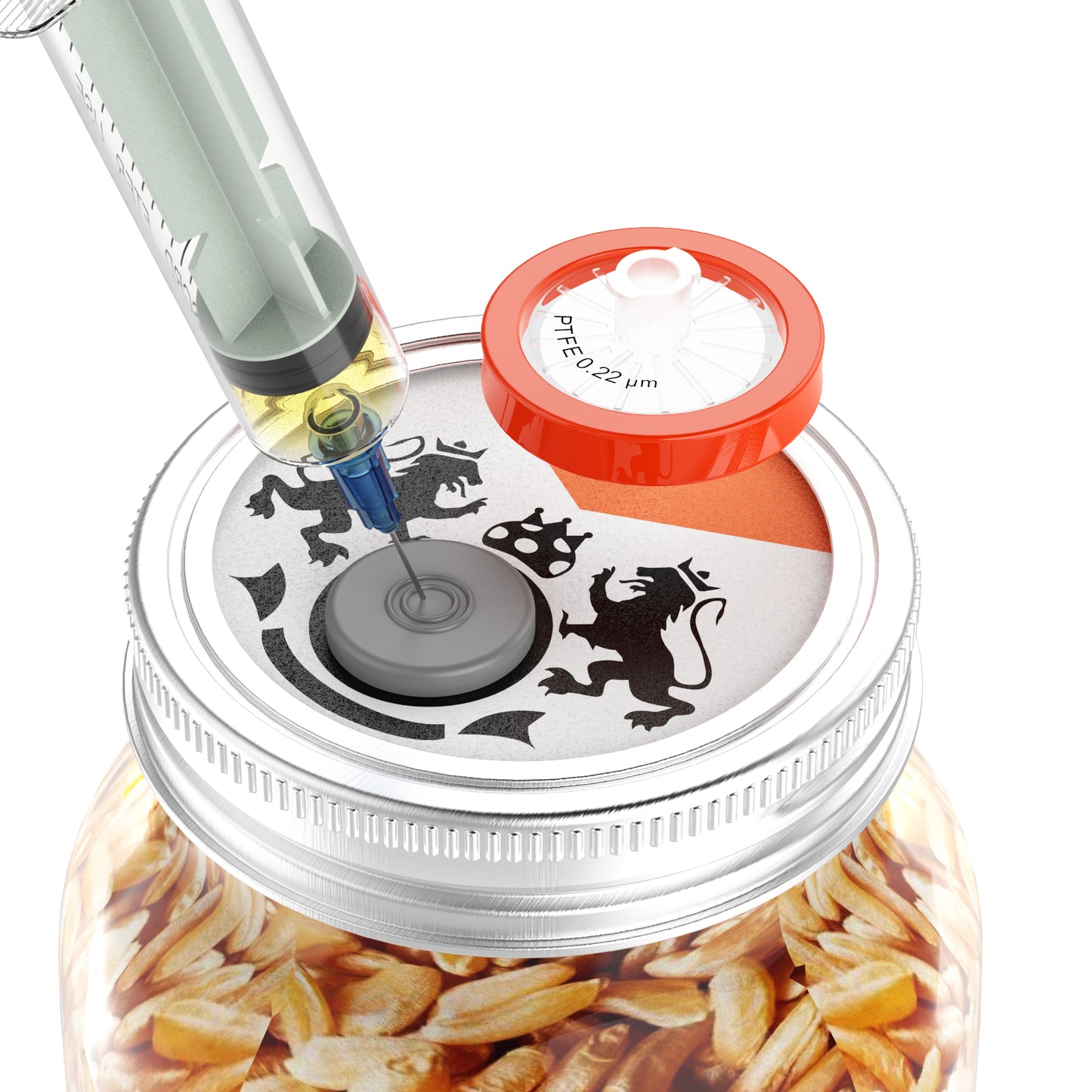 Mushroom Jar Liquid Culture Lid Regular/Wide Mouth Split-type Grain Spawn Cultivation Mason Jar Lid with Split Cartoon Lid PTFE Membrane & Self Healing Injection Ports For Mushroom