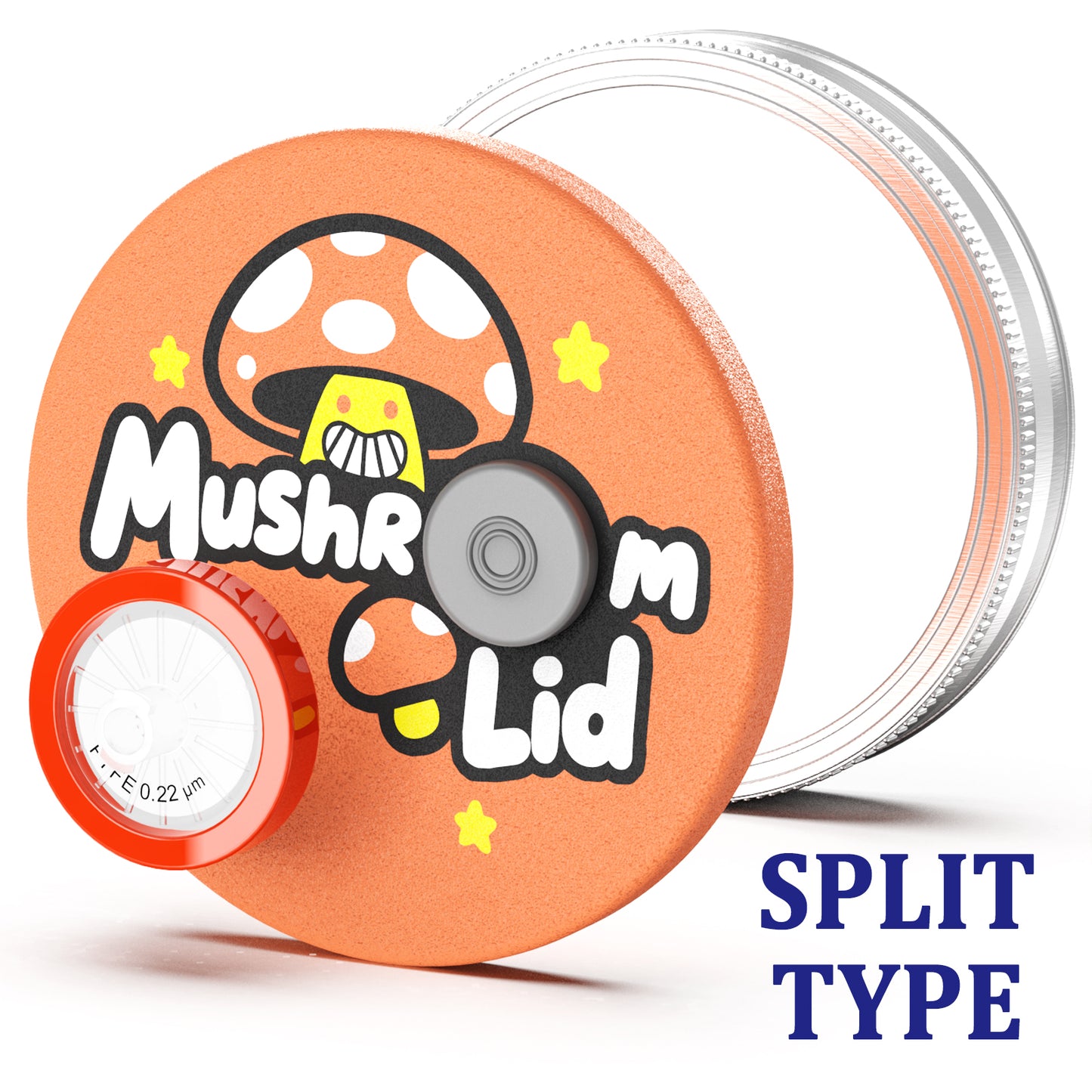 Mushroom Jar Liquid Culture Lid Regular/Wide Mouth Split-type Grain Spawn Cultivation Mason Jar Lid with Split Cartoon Lid PTFE Membrane & Self Healing Injection Ports For Mushroom