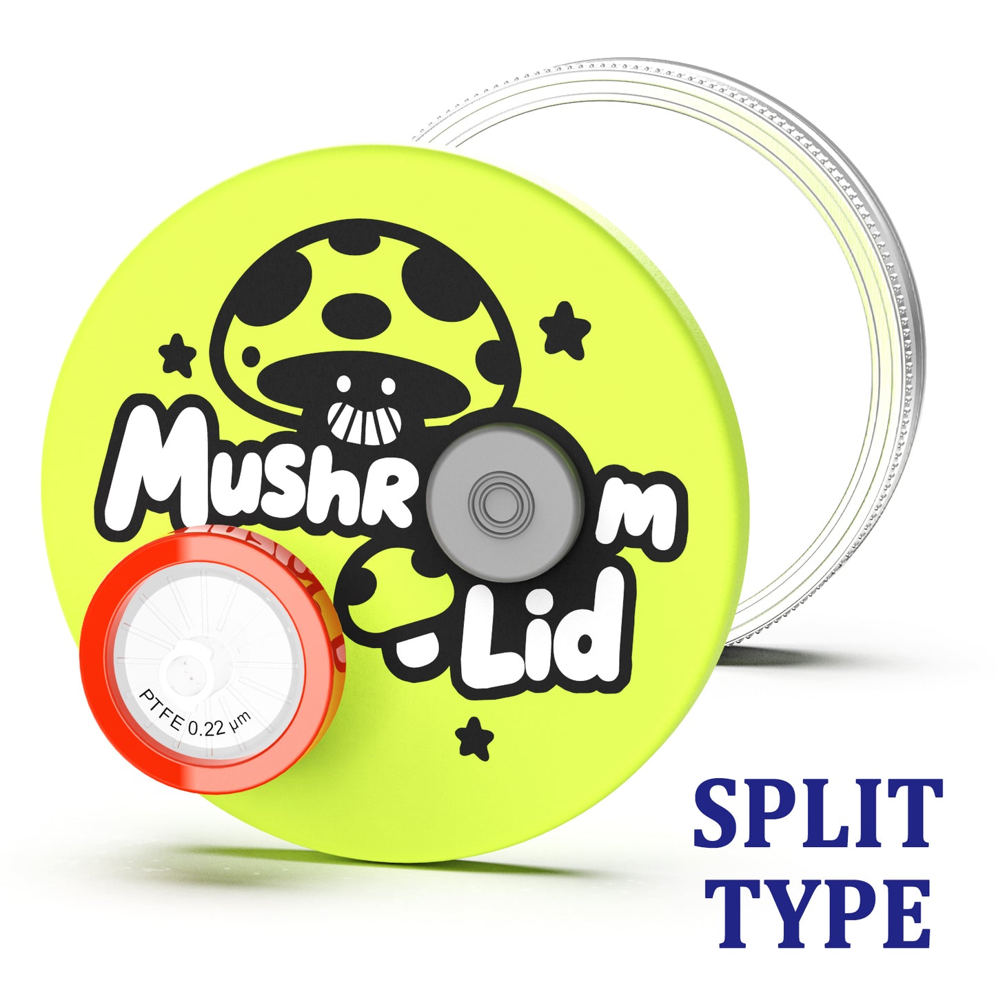 Mushroom Jar Liquid Culture Lid Regular/Wide Mouth Split-type Grain Spawn Cultivation Mason Jar Lid with Split Cartoon Lid PTFE Membrane & Self Healing Injection Ports For Mushroom