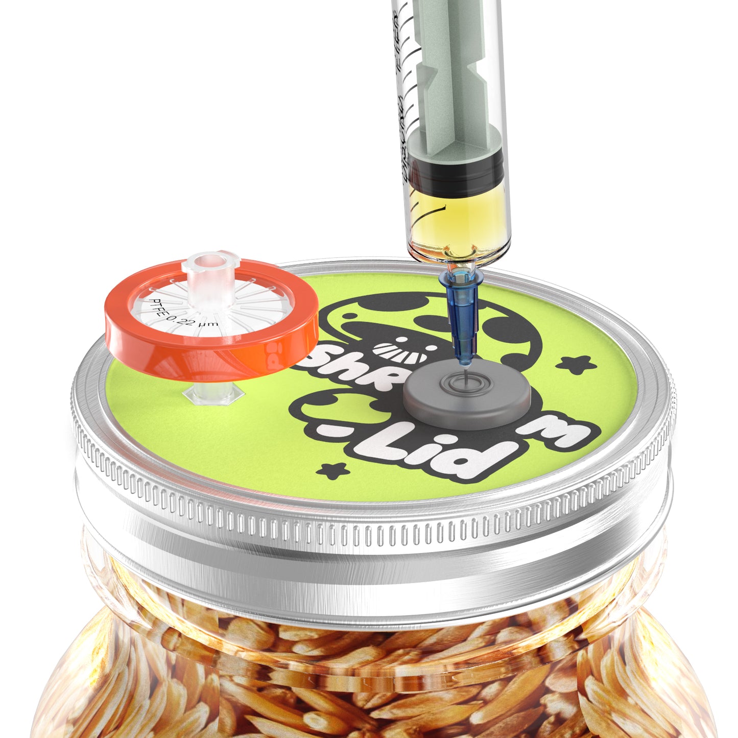 Mushroom Jar Liquid Culture Lid Regular/Wide Mouth Split-type Grain Spawn Cultivation Mason Jar Lid with Split Cartoon Lid PTFE Membrane & Self Healing Injection Ports For Mushroom