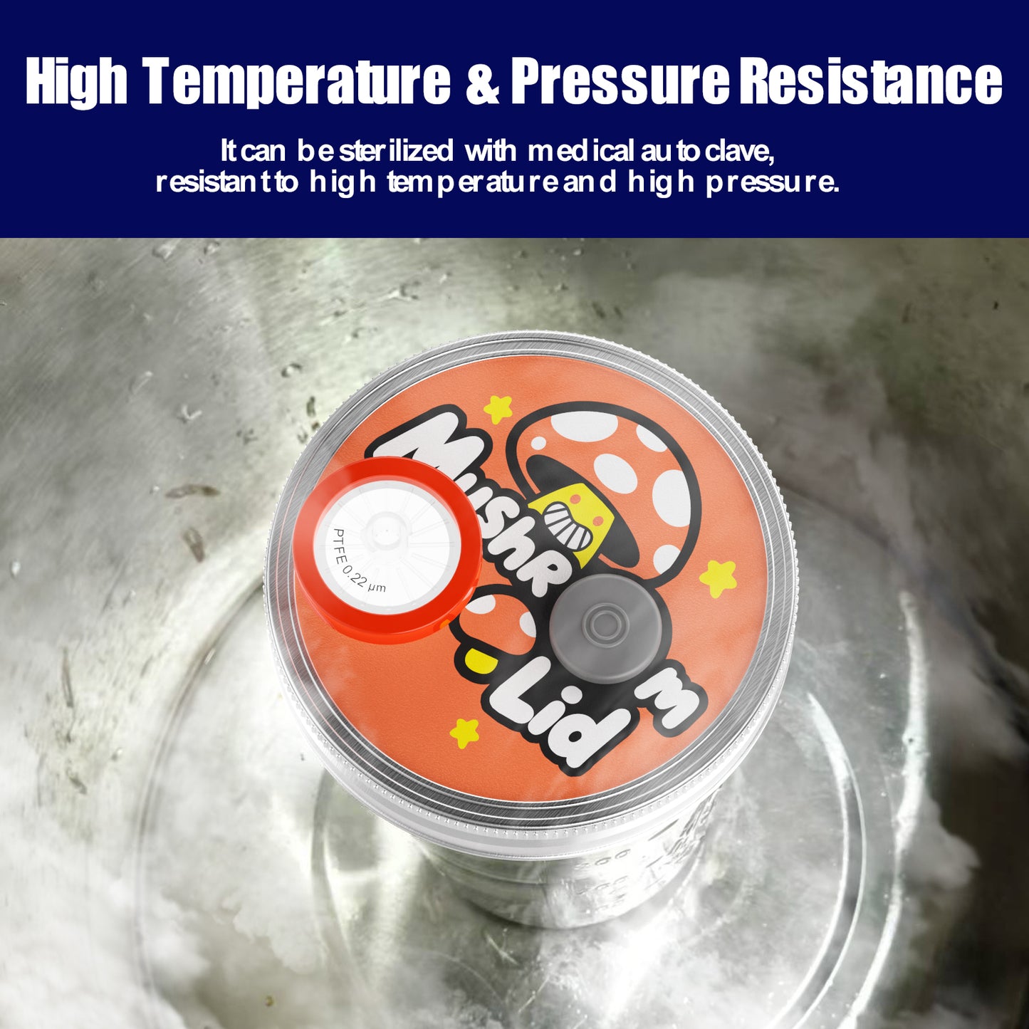 Mushroom Jar Liquid Culture Lid Regular/Wide Mouth Split-type Grain Spawn Cultivation Mason Jar Lid with Split Cartoon Lid PTFE Membrane & Self Healing Injection Ports For Mushroom