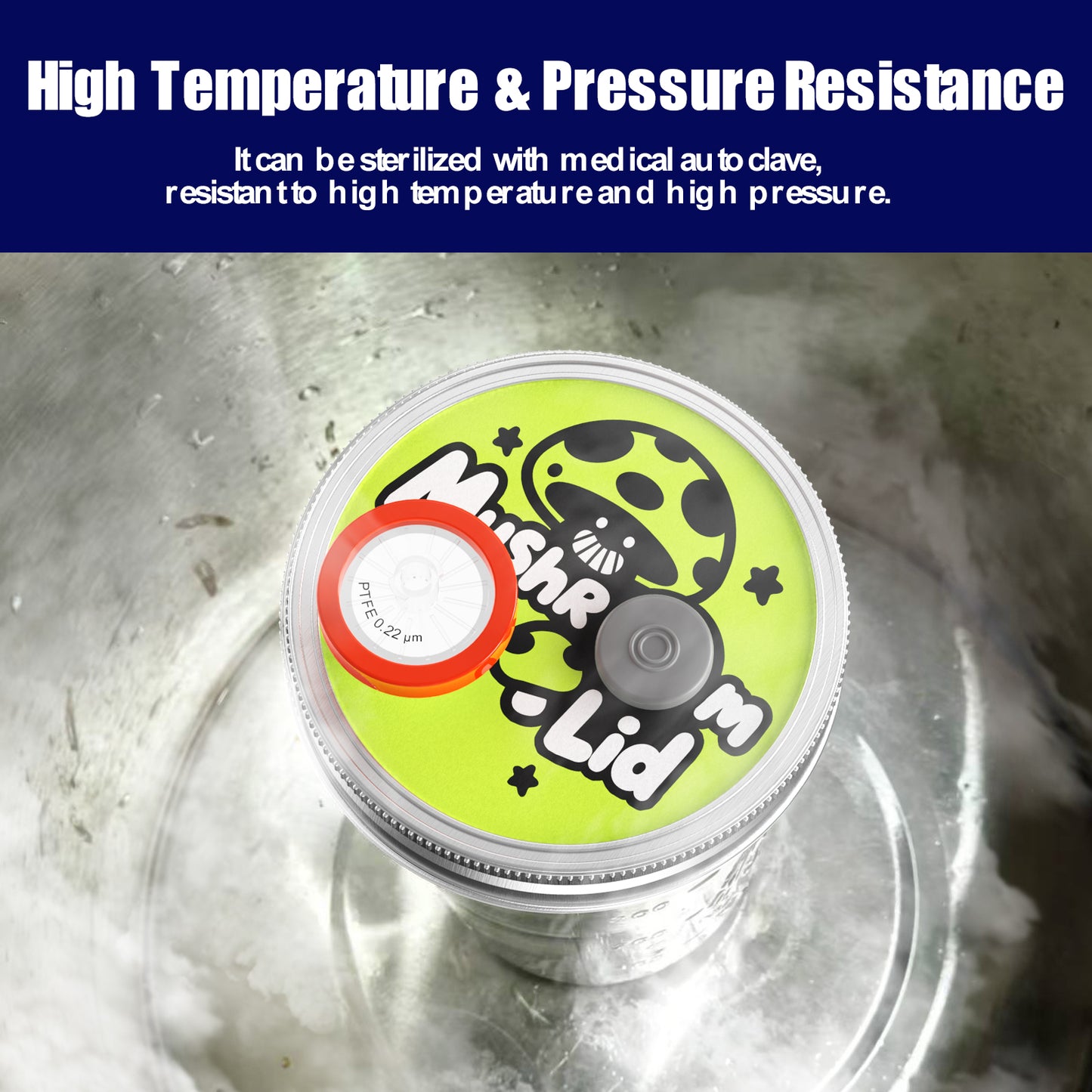 Mushroom Jar Liquid Culture Lid Regular/Wide Mouth Split-type Grain Spawn Cultivation Mason Jar Lid with Split Cartoon Lid PTFE Membrane & Self Healing Injection Ports For Mushroom