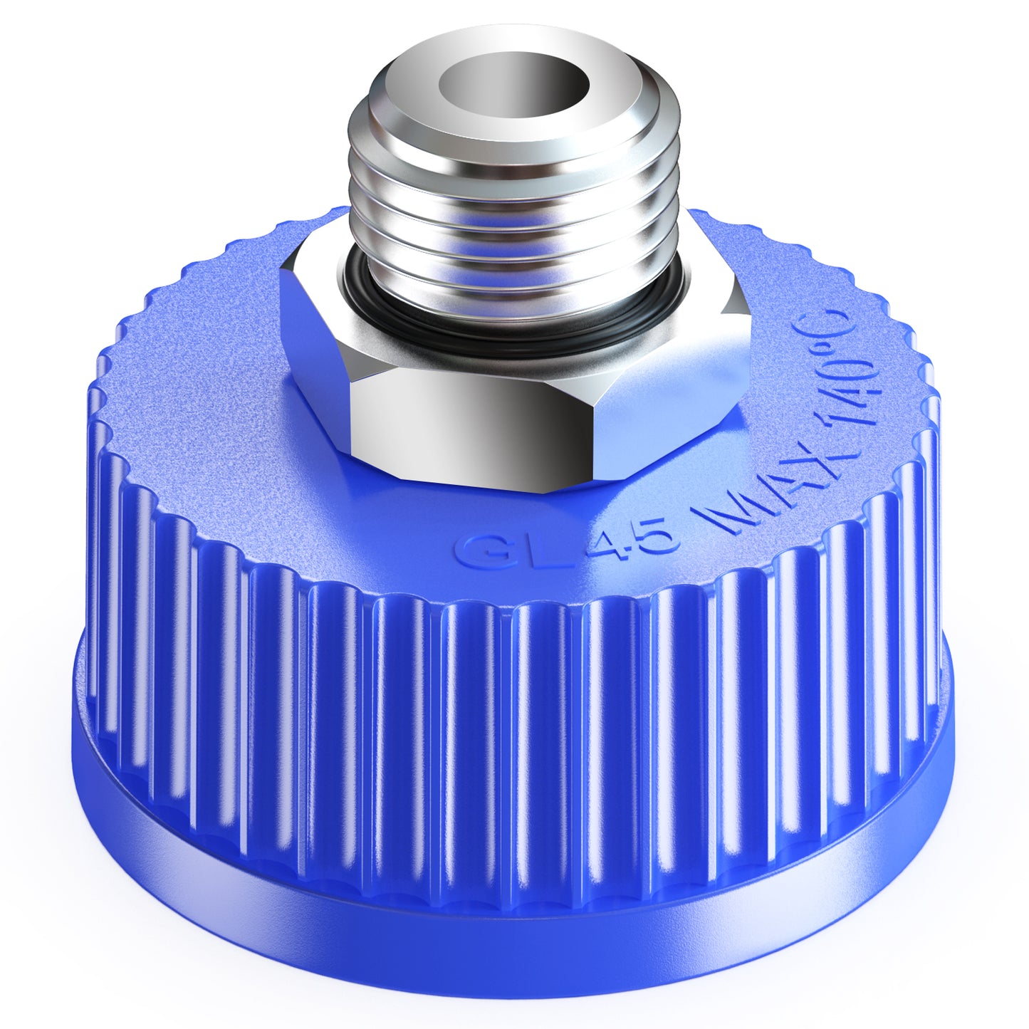 GL45 Liquid Media Cap with 1/2” G / 1/4G"Stainless Steel Threads for Industrial Laboratory Liquid Extraction, 1pcs