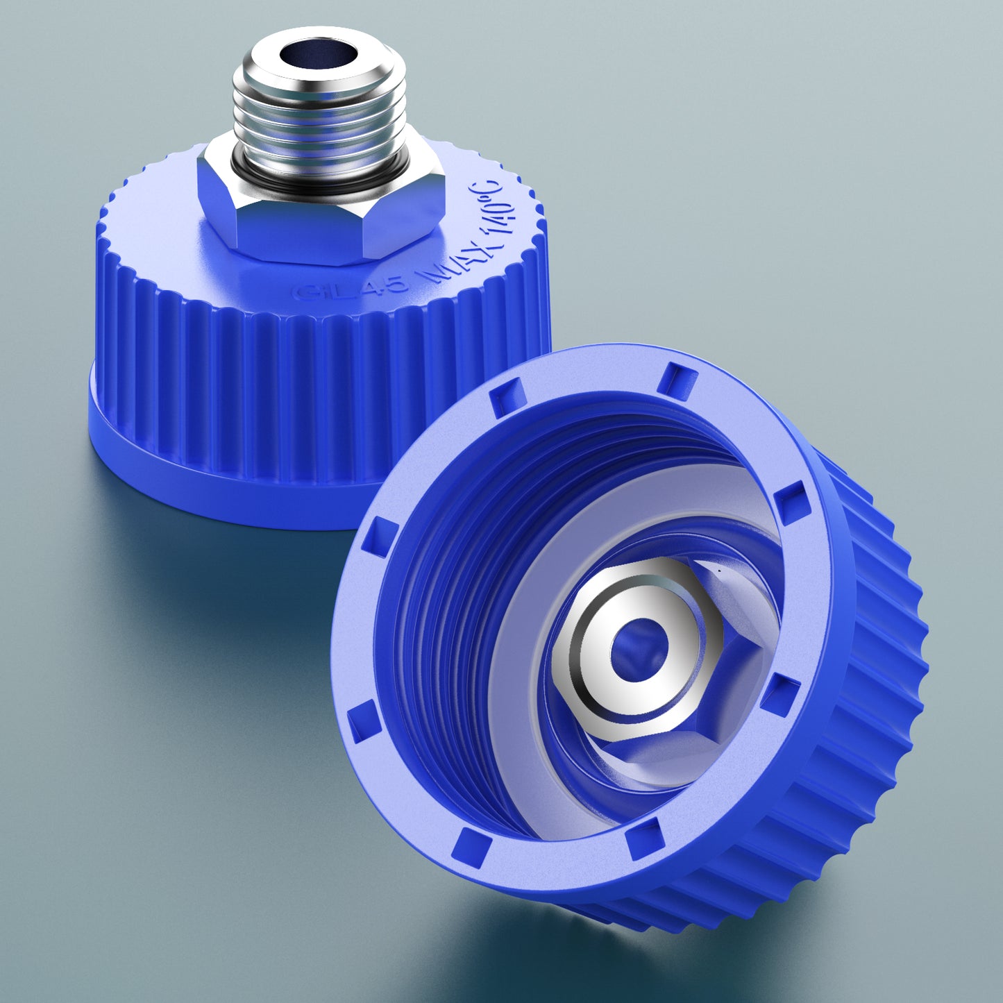 GL45 Liquid Media Cap with 1/2” G / 1/4G"Stainless Steel Threads for Industrial Laboratory Liquid Extraction, 1pcs