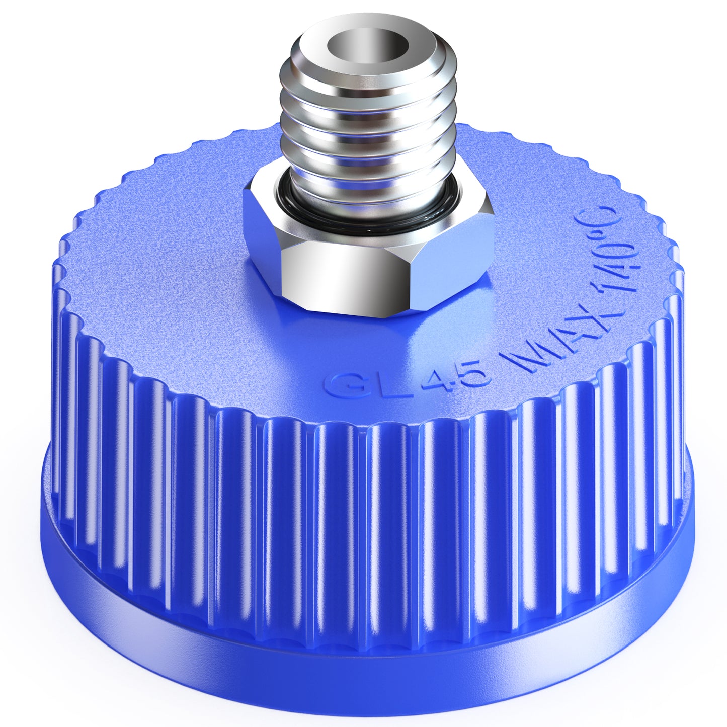 GL45 Liquid Media Cap with 1/2” G / 1/4G"Stainless Steel Threads for Industrial Laboratory Liquid Extraction, 1pcs