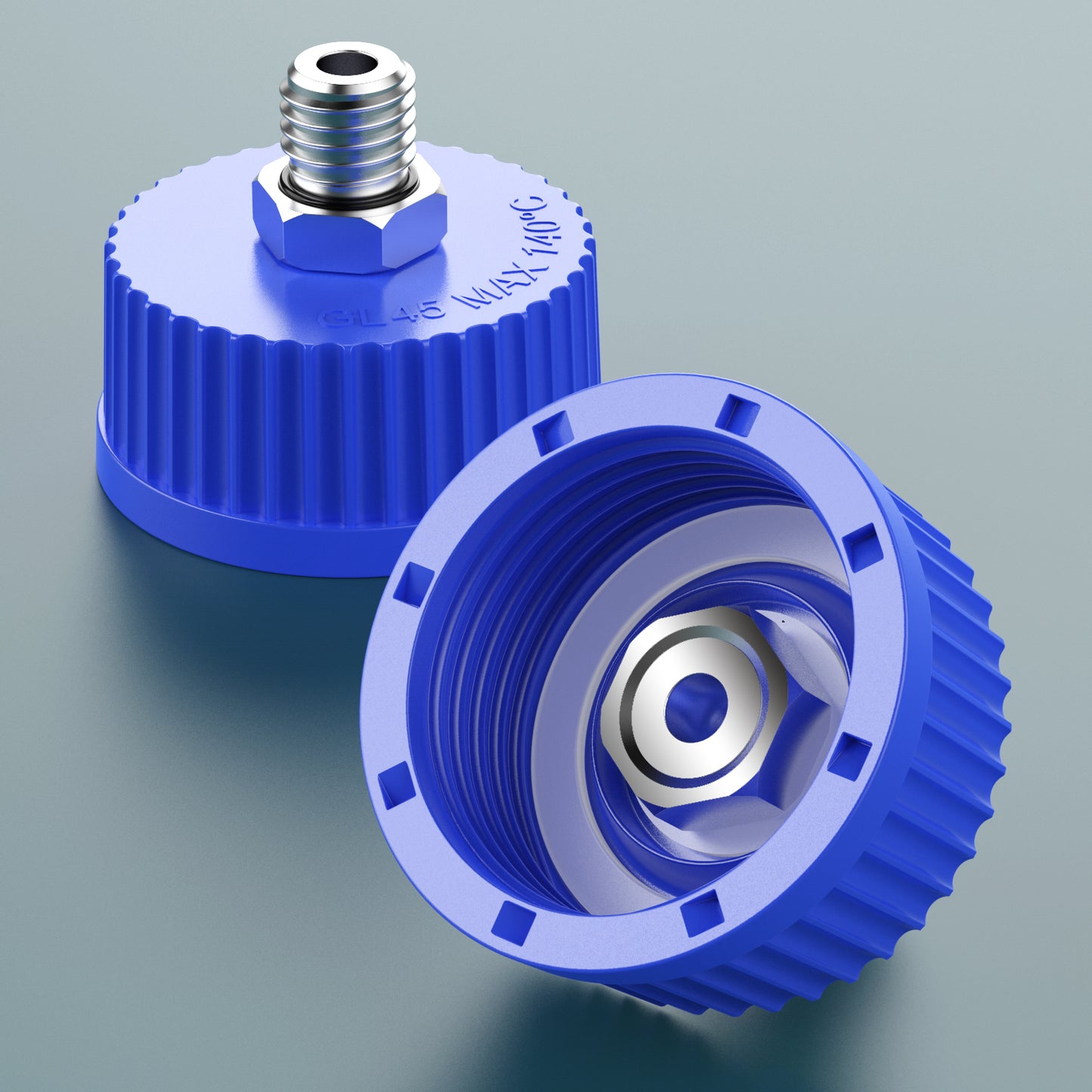 GL45 Liquid Media Cap with 1/2” G / 1/4G"Stainless Steel Threads for Industrial Laboratory Liquid Extraction, 1pcs