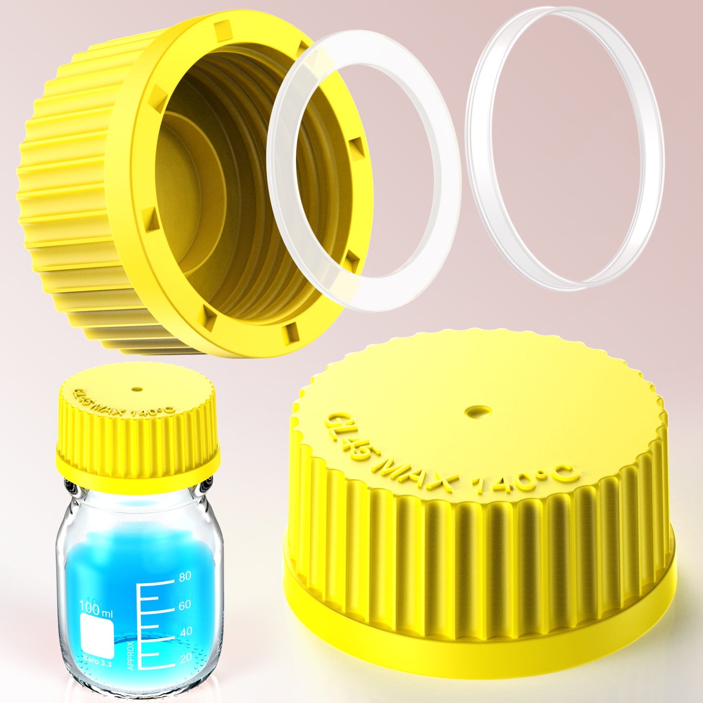 GL45 porous cap spiral cap liquid chromatography waste cap 8/1 4/1 reagent bottle fluid output cap by Ks-Tek