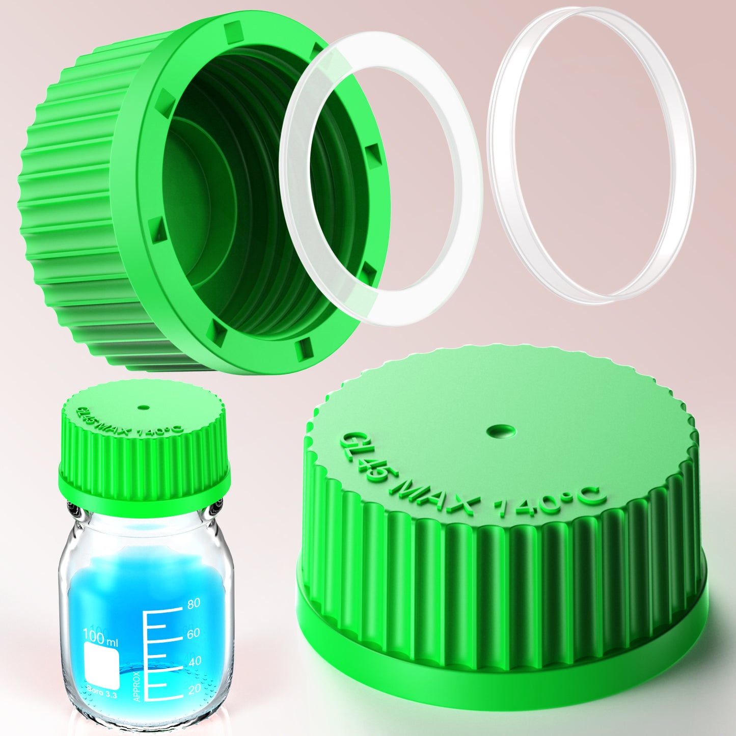 GL45 porous cap spiral cap liquid chromatography waste cap 8/1 4/1 reagent bottle fluid output cap by Ks-Tek