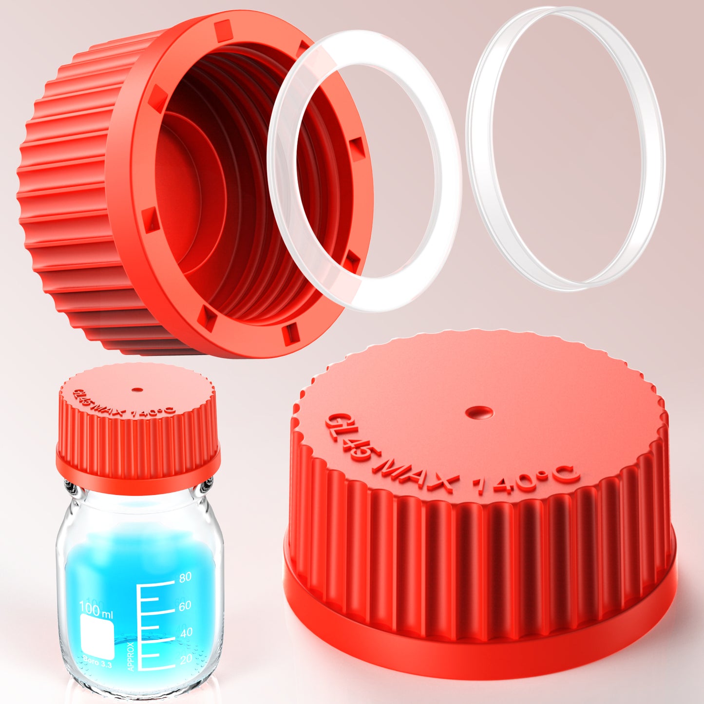 GL45 porous cap spiral cap liquid chromatography waste cap 8/1 4/1 reagent bottle fluid output cap by Ks-Tek