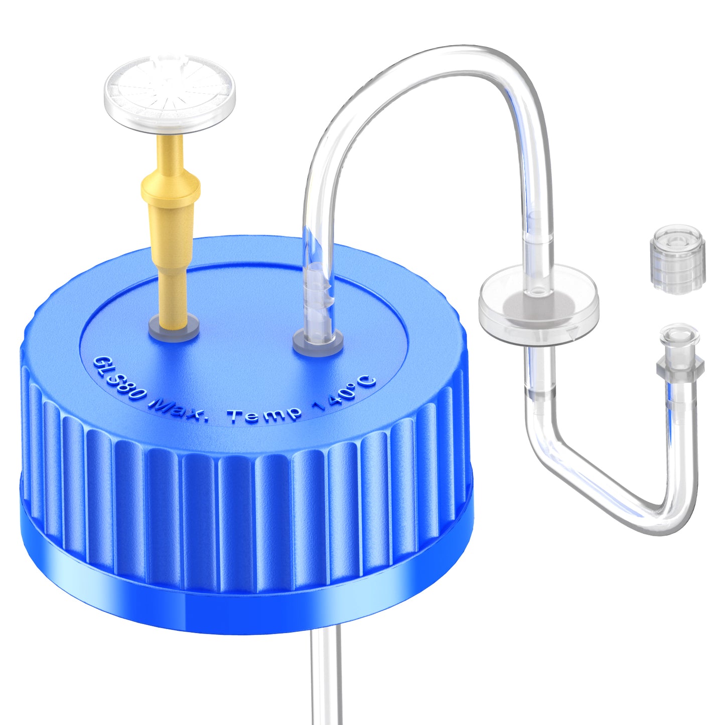 GL80 Liquid Media Extractor Cap,Safety Cap with Sterile filter and luer lock for Lab Media Bottles,1pcs