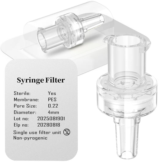 Sterile hydrophilic Syringe Filters,PES Membrane 0.22μm/0.45um Pore Size,4mm Diameter,25pcs/100 Pcs Individually Packed by Ks-Tek