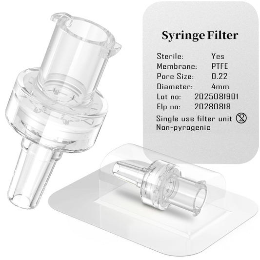 Sterile hydrophilic Syringe Filter,PTFE Membrane 0.22um/0.45μm Pore Size,4mm Diameter,10pcs/25pcs/100 Pcs Individually Packed by Ks-Tek