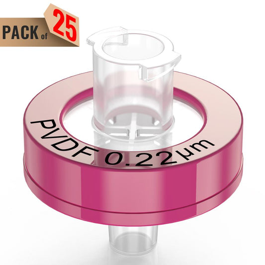 Syringe Filters,PVDF Membrane 0.22μm Pore Size,13mm Diameter,25 Pcs by Ks-Tek
