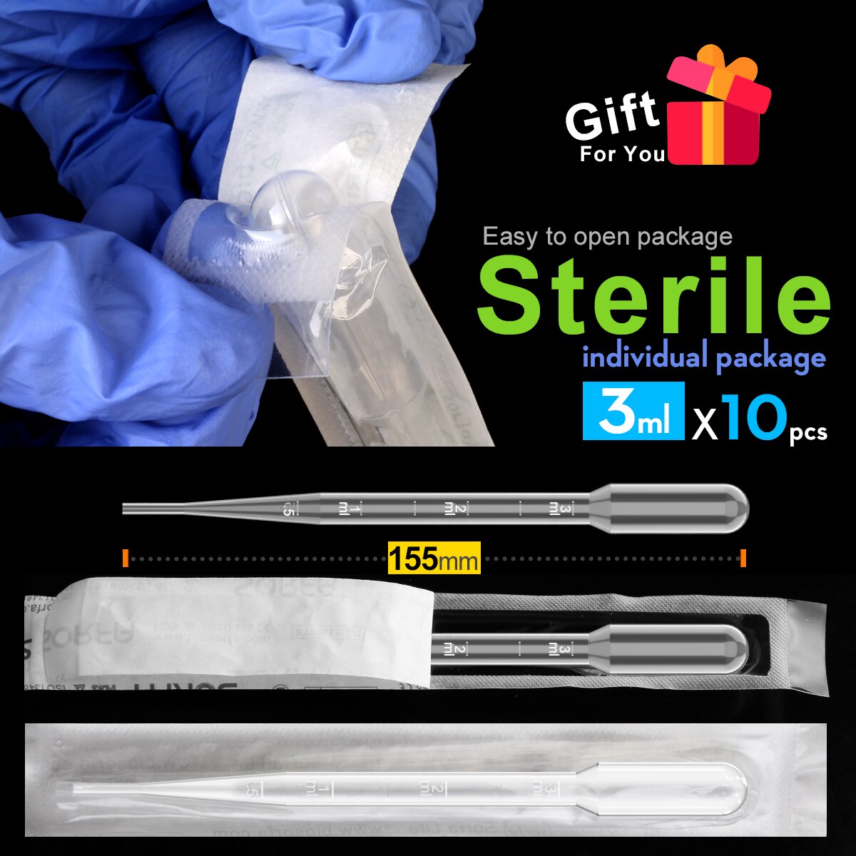 sterile Petri Dish with Lid 150mm, with 2ml Plastic Transfer Pipettes individual package by Ks-Tek 5/Pack