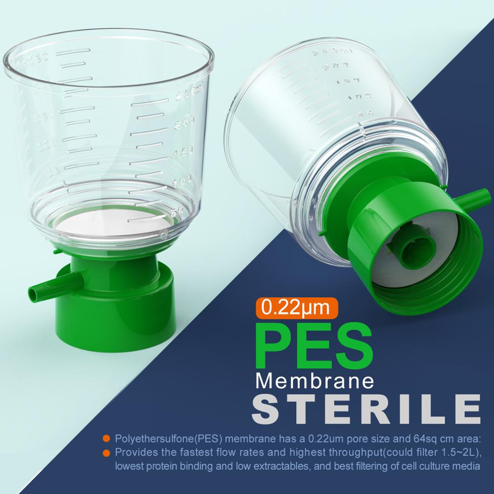12PCS Sterile Bottle Top Vacuum Filtration with 0.22/0.45μm PES Membrane for Lab, 250ml Funnel + 250ml Receiver by Ks-Tek